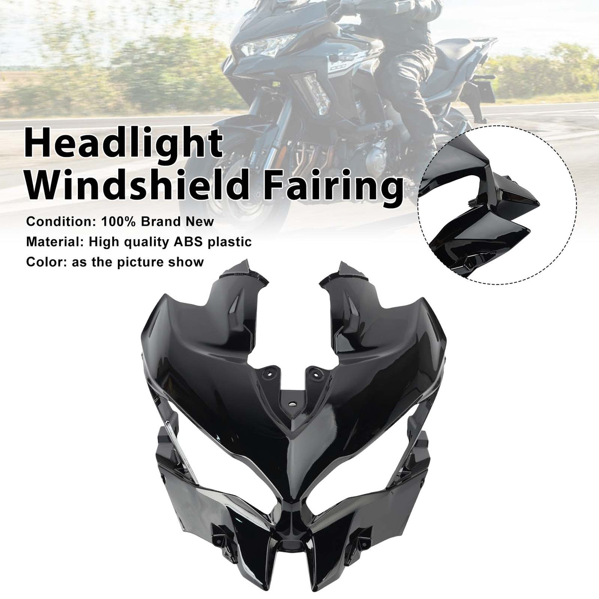 2019-2024 Kawasaki Versys 1000 Headlight Windshield Cover Fairing Black Generic