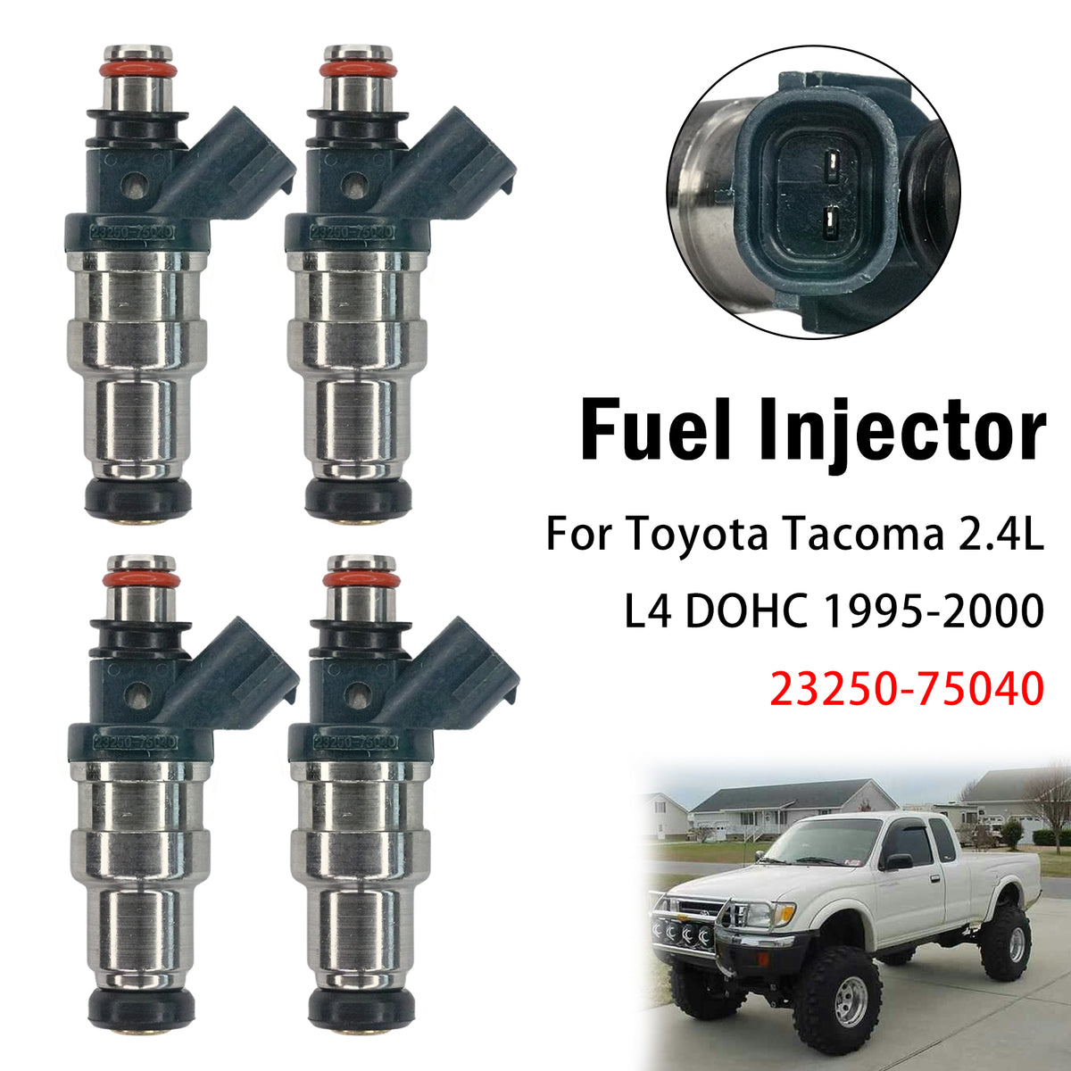 2000 Toyota Tacoma 2.4L L4 Federal Emissions 4Pcs Fuel Injector 23209-75040 842-12261 Generic