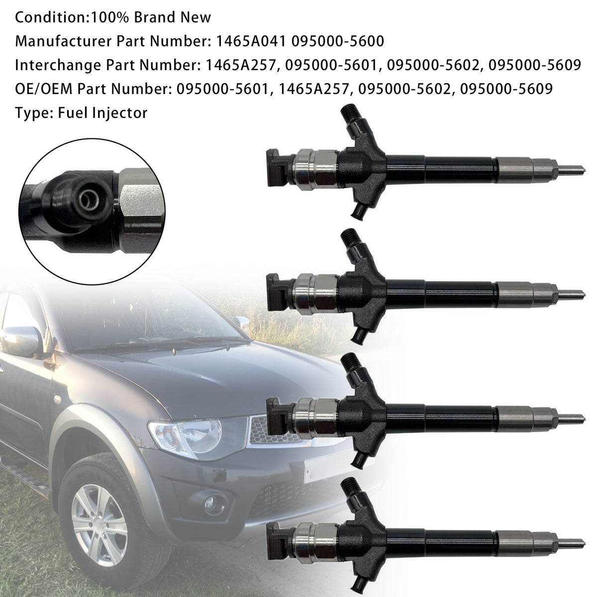 2008-2019 Mitsubishi L200 2.5L Diesel Turbo 4Pcs Fuel Injector 1465A041 095000-5600 Generic