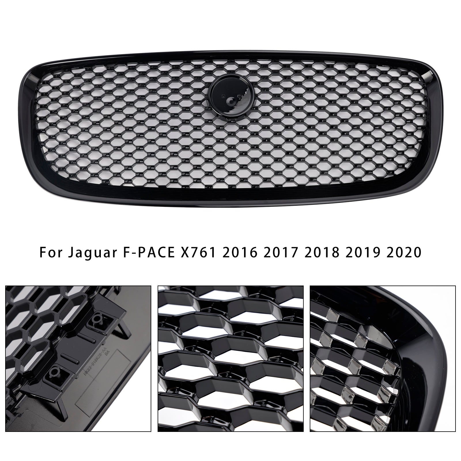 2016-2020 JAGUAR F-PACE X761 Gloss Black Front Bumper Grill Grille