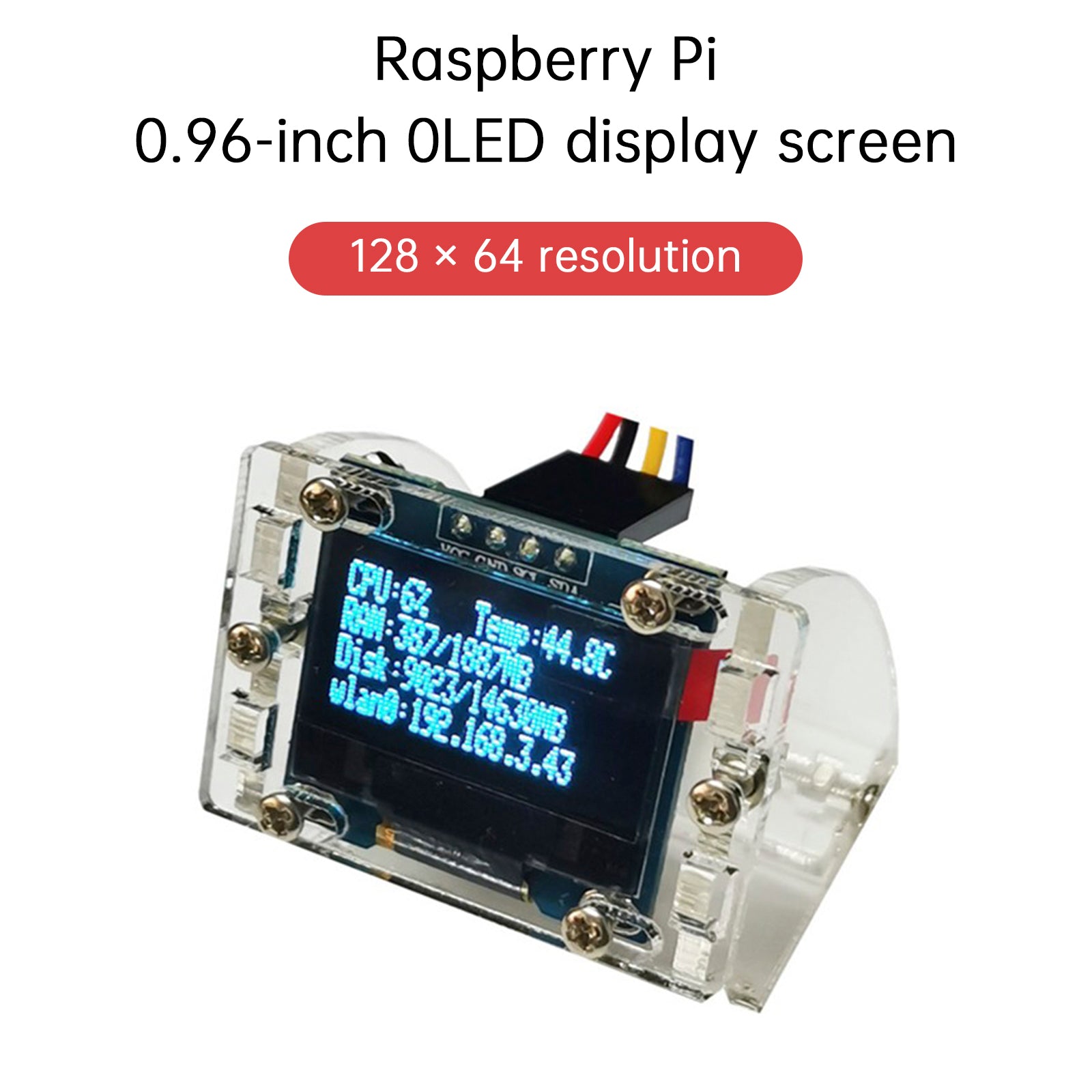 Raspberry Pi 4B 0,96-inch OLED-displaymodule IP-harde schijf-informatiedisplay