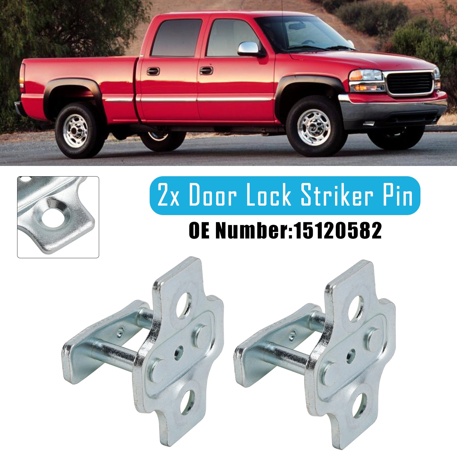 2x goupille de gâche de serrure de porte 15120582 pour GM 01-2007 Sierra Silverado