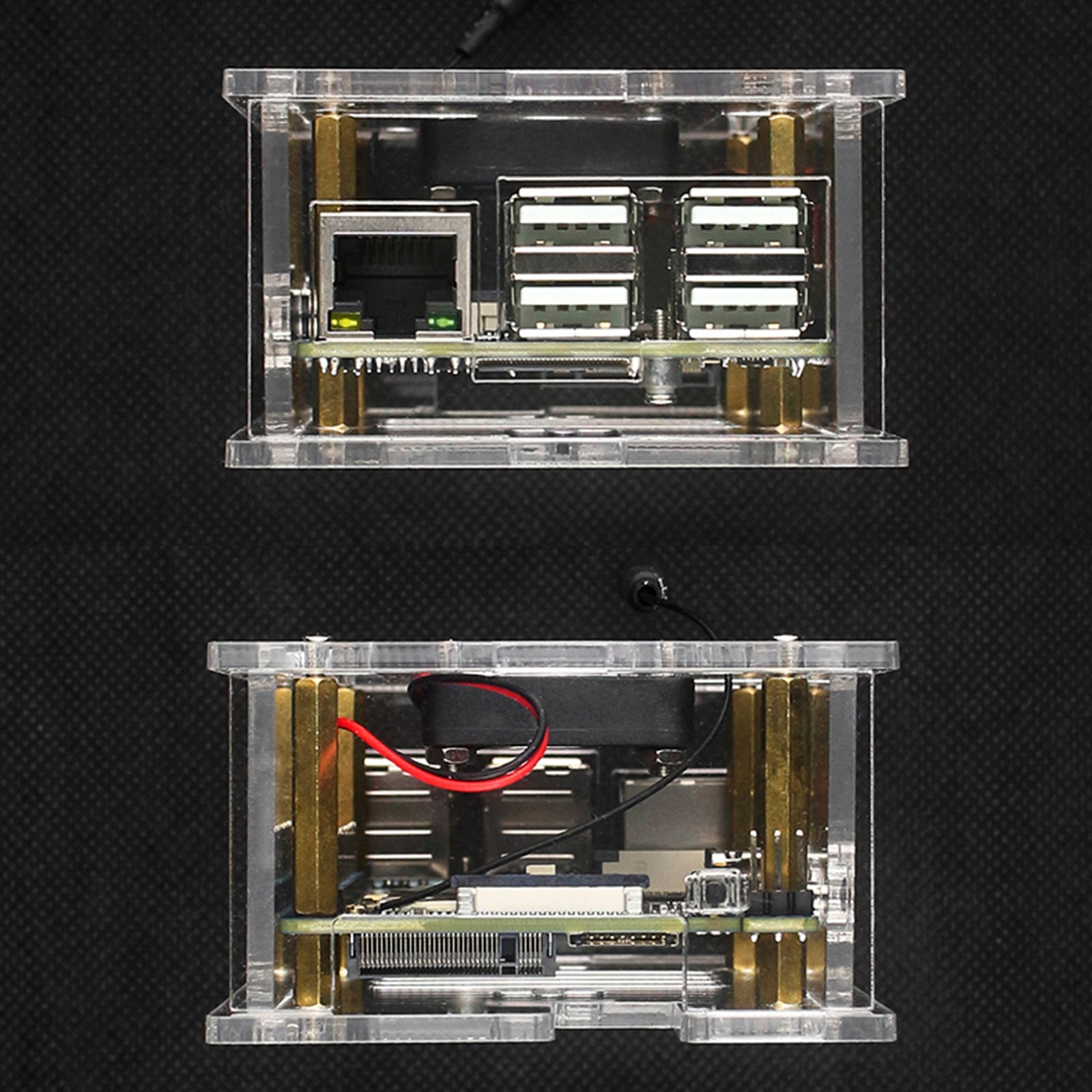 Caja protectora transparente Orange Pi 4A Caja acrílica Orange Pi 4A con ventilador de refrigeración