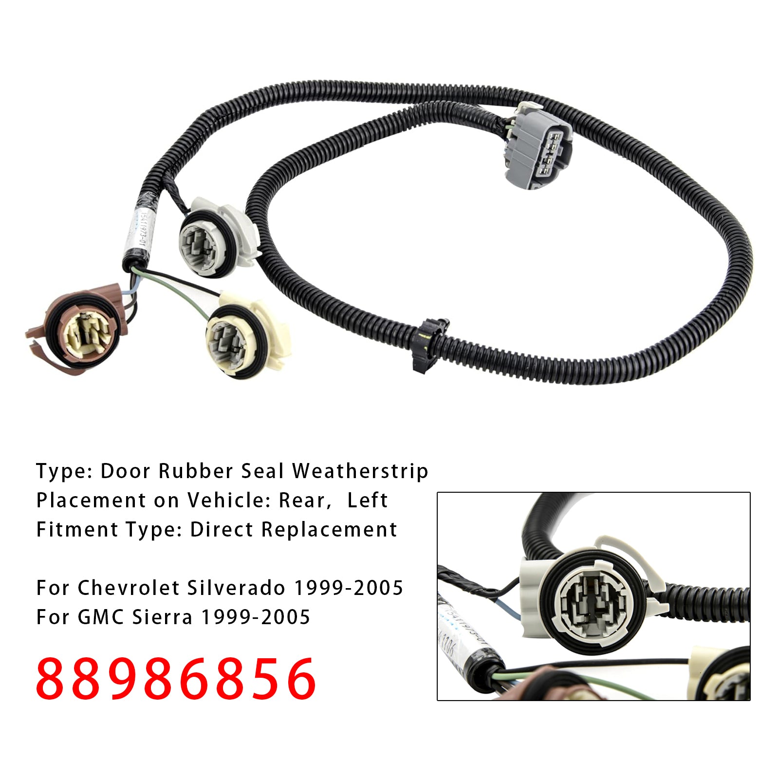 Left Driver Side Tail Light Wiring Harness For Chevy Silverado GMC Sierra 1999-2005