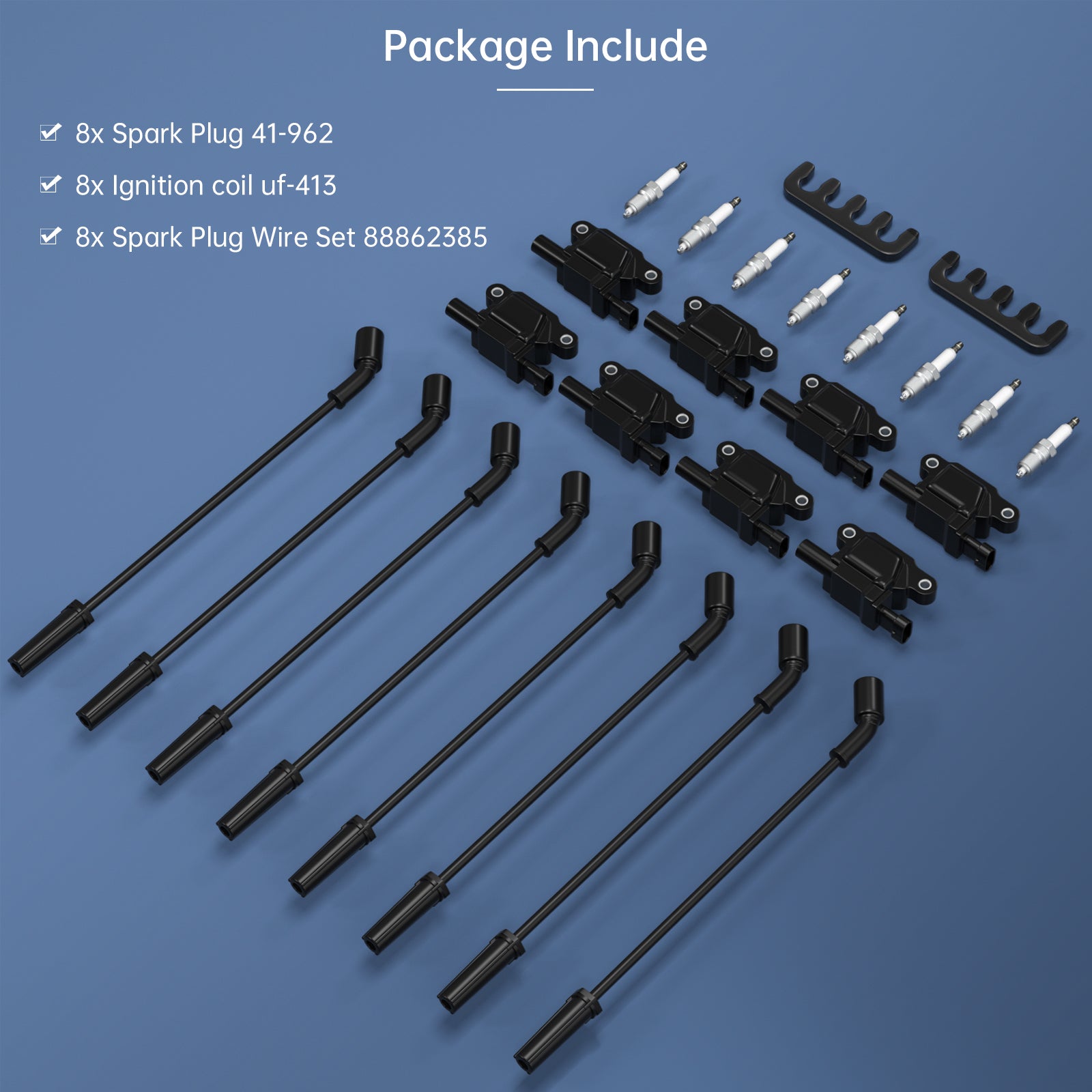 8ks Silverado 1500 Tahoe GMC Square Ignition Coil+Zapaľovacia sviečka+drôty 12611424
