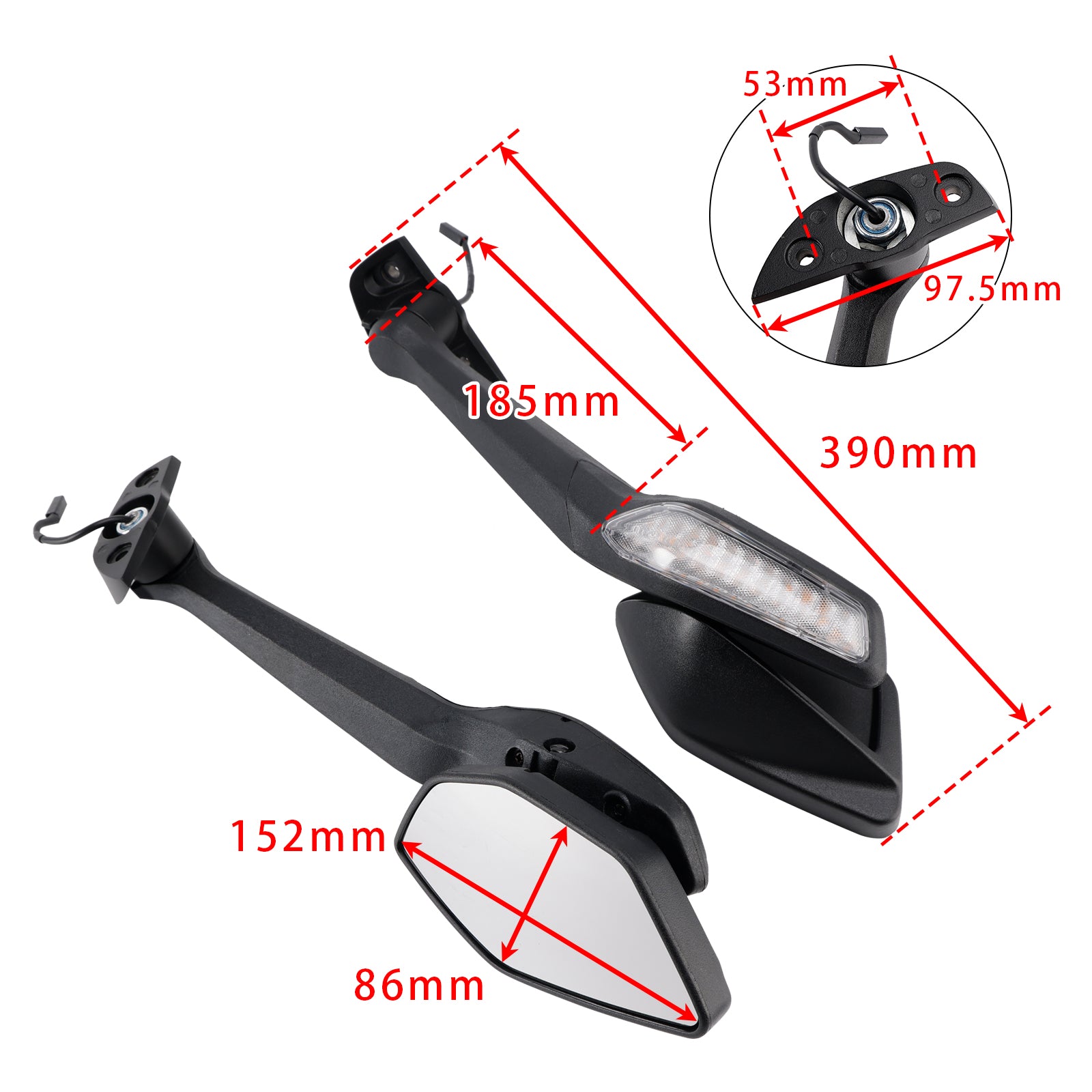 Mirrors Set w/Indicator For CFMoto 450 SR 450 SRS 450 SS CF400-6 2022-2025
