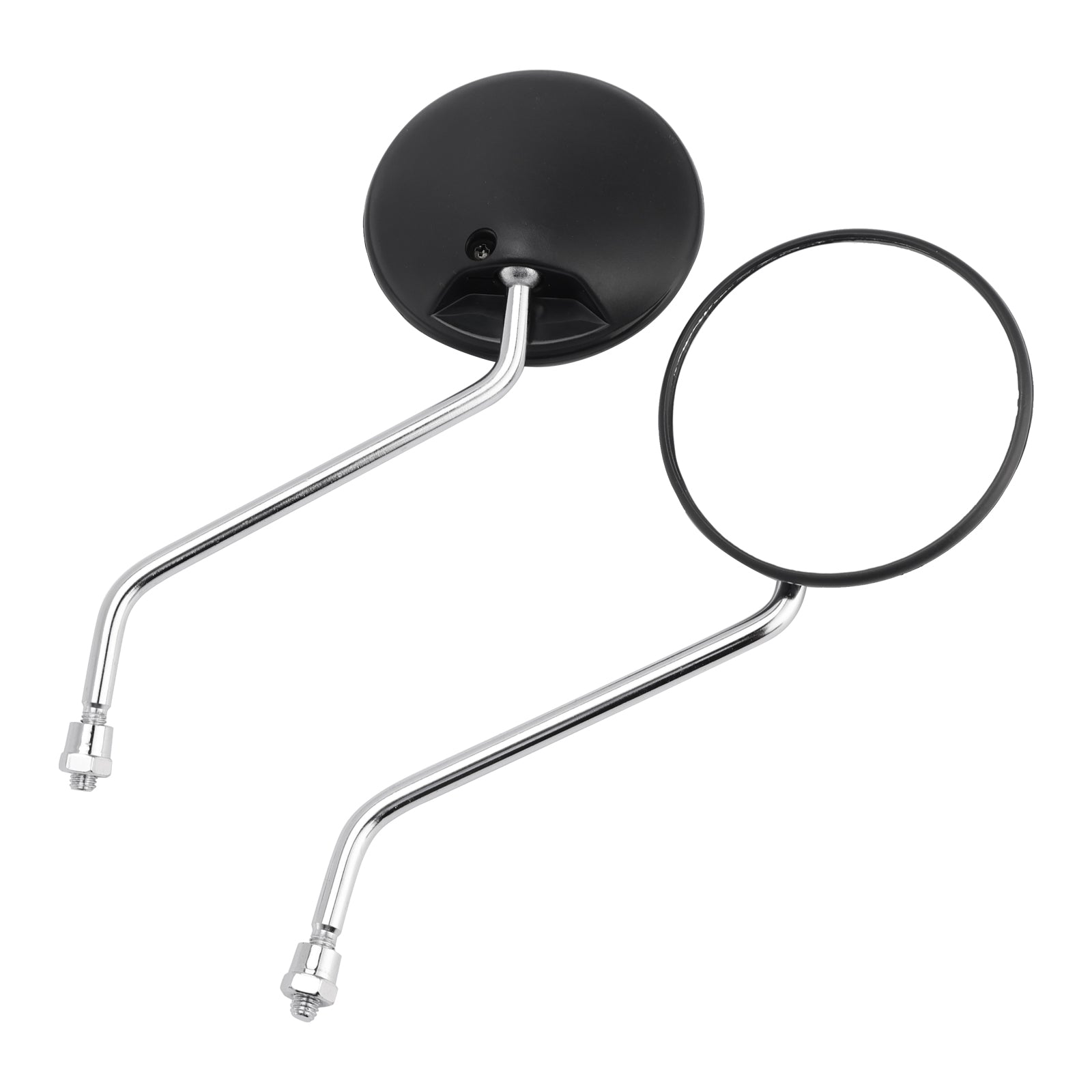 Pair Round Mirrors Black For Piaggio Vespa Scooter Moped 8mm Universal Fit