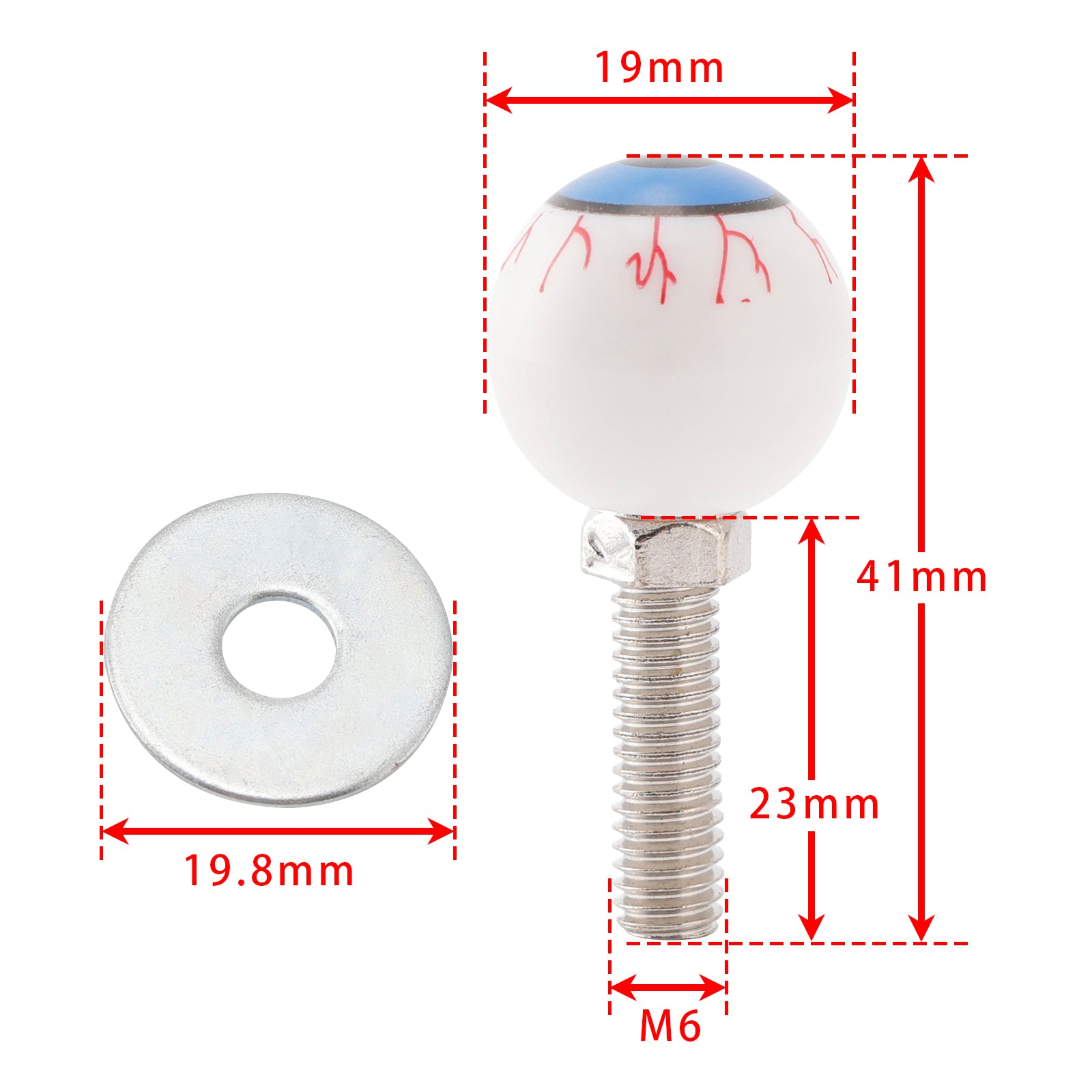 4x Motorcycle Bike Plastic Eyeball License Plate Bolt On Screw On Frame Nut