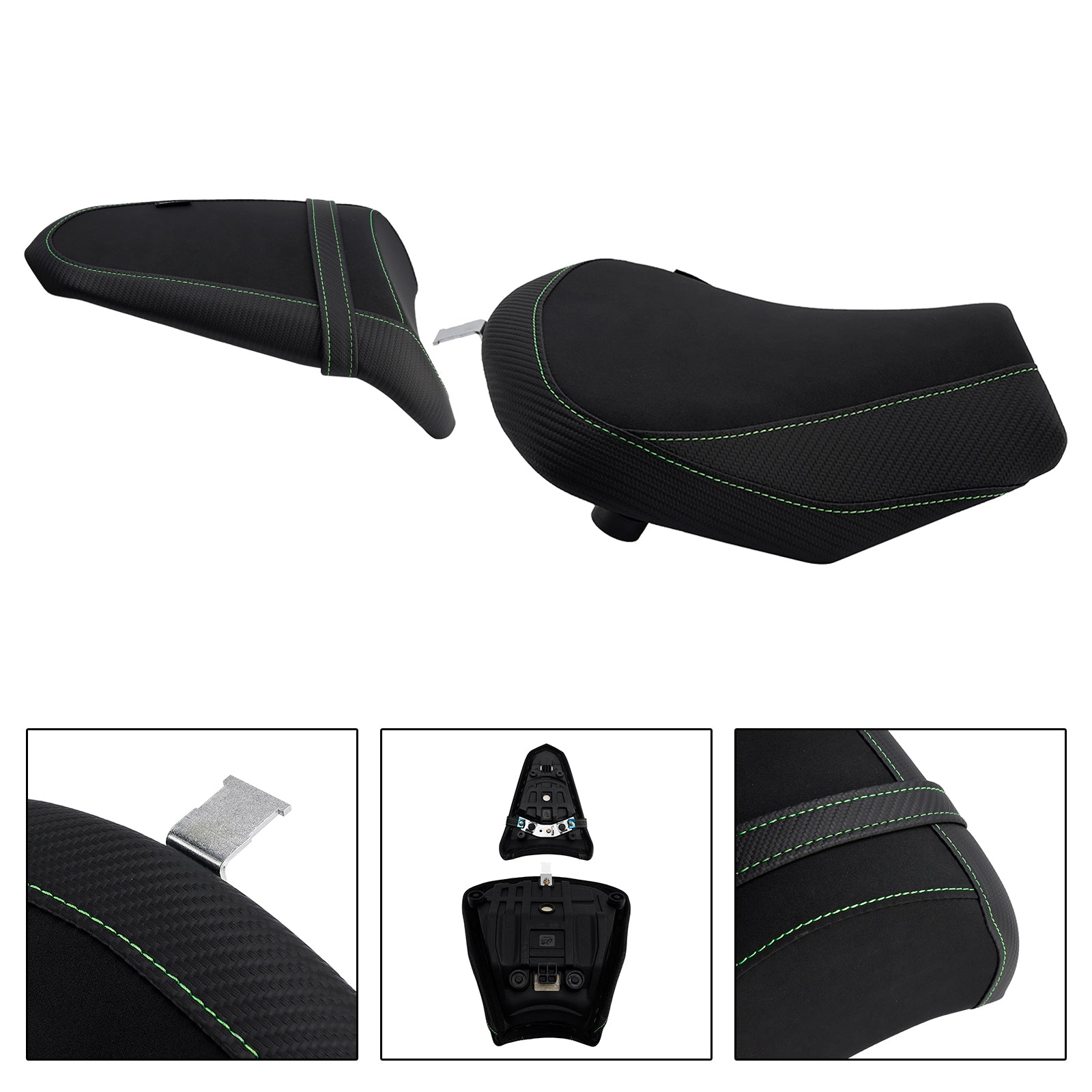 Front&Rear Raider Passenger Cushion Kit Green For Kawasaki Ninja 650 Z650 17-25