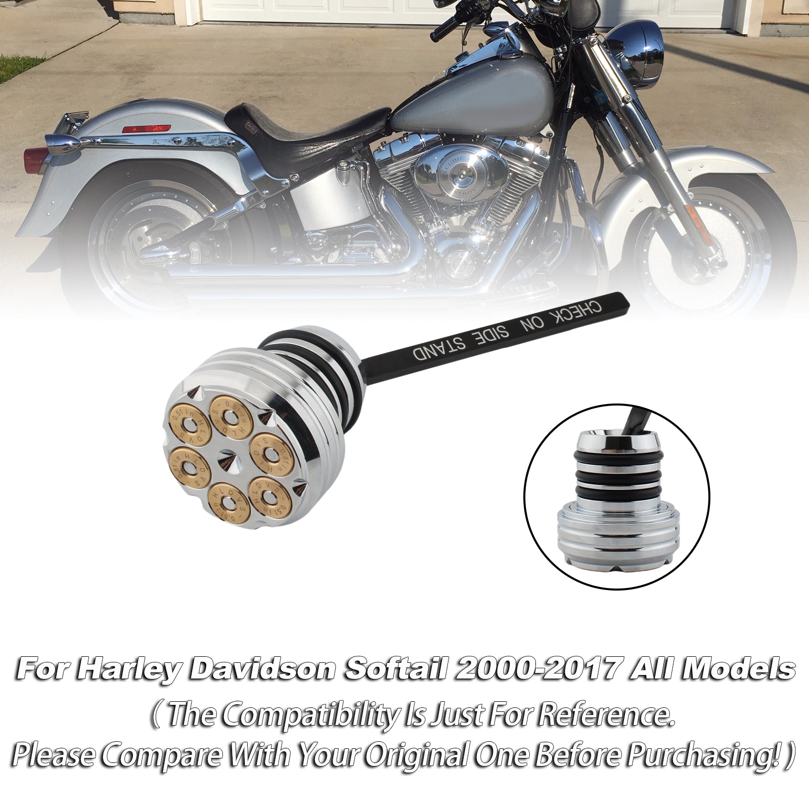 Olje dipestick tank cap plugg for softail 2000-2017 Alle modeller