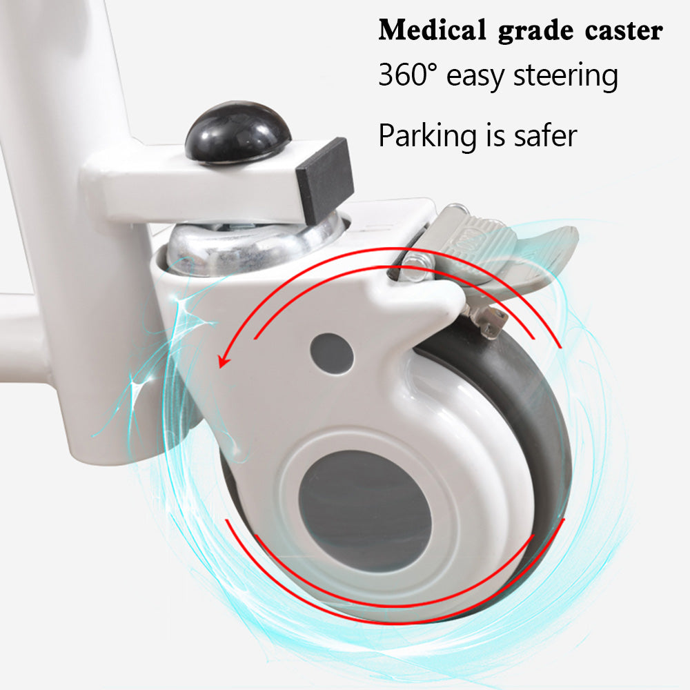 Elderly Patient Lift and Transfer Wheelchair W/180° Split Seat and Bedpan