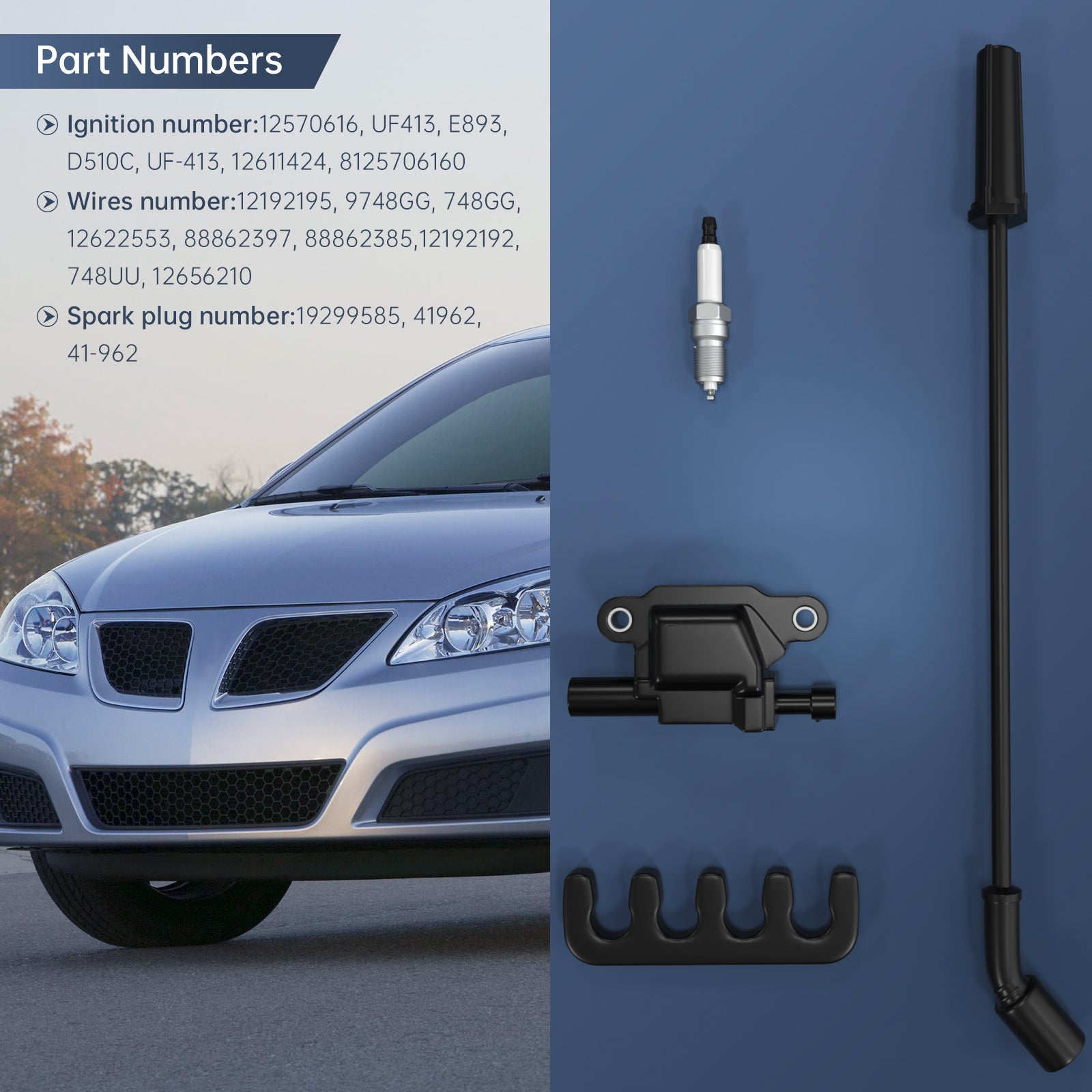 8ks Silverado 1500 Tahoe GMC Square Ignition Coil+Zapaľovacia sviečka+drôty 12611424