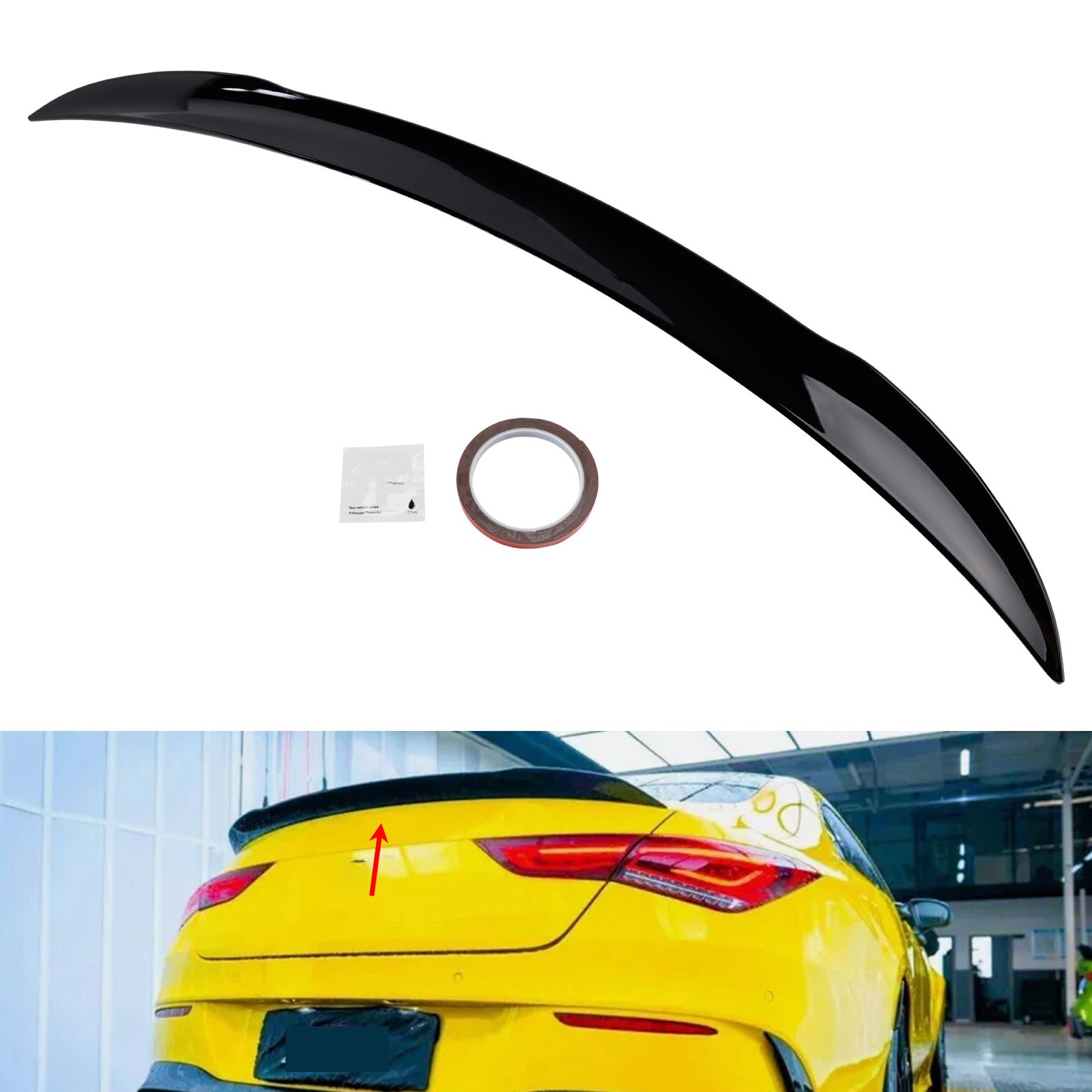 Glanset svart bakspoiler til Mercedes-Benz CLA-Klasse W118 C118 2019+