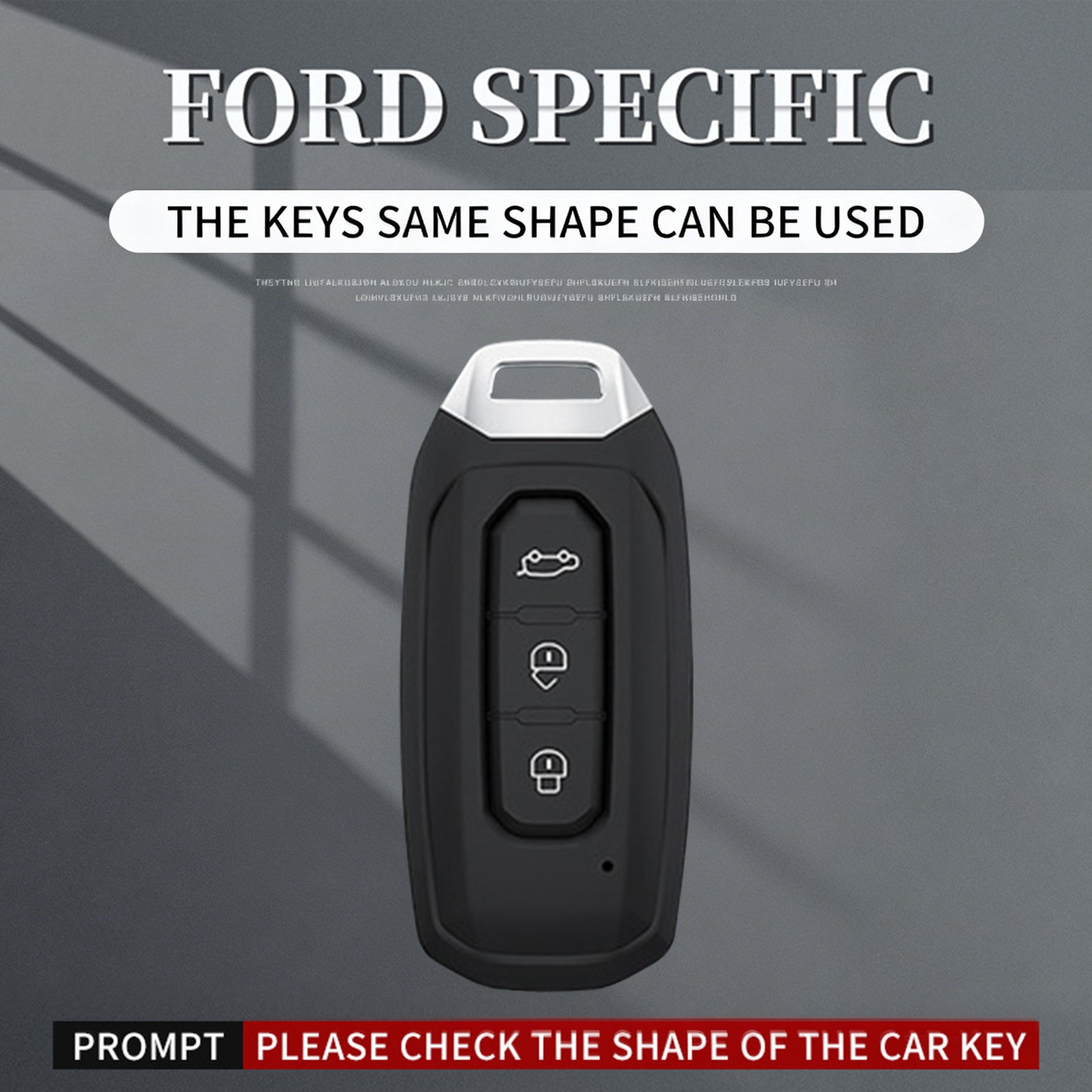 Aluminum Alloy TPU Silvery Car Key Case Cover With Buckle For Ford