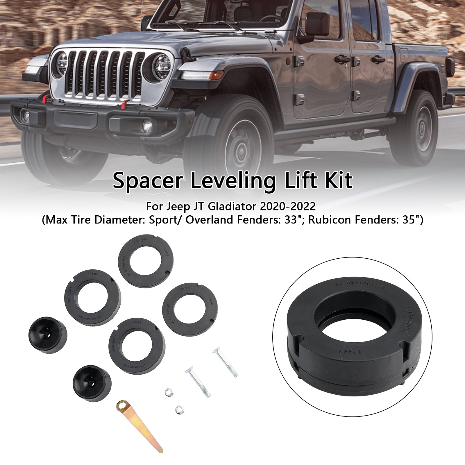 Parte delantera del Jeep Gladiator 2020-2022 1.5" Kit de elevación de nivelación con espaciador 1155300