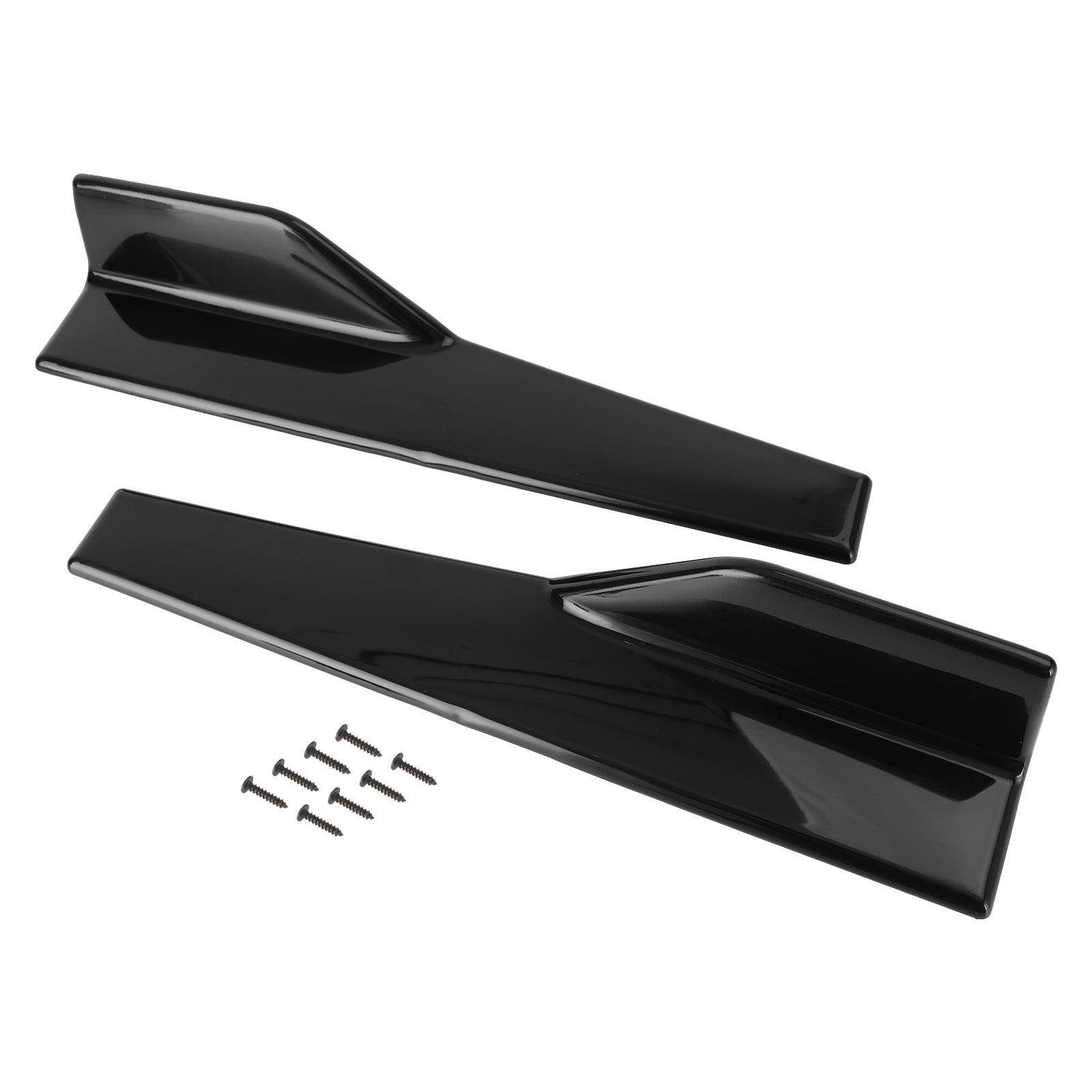Pair 45cm Car Gloss Black Side Skirts Rocker Splitters Diffuser Winglet Wings