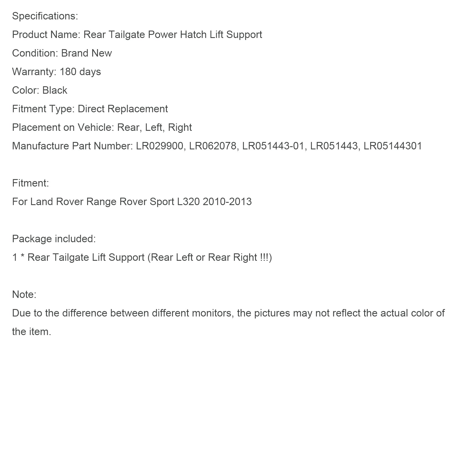 Tailgate Gas Strut Electric LR051443 Fit Range Rover Sport L320 2010-2013