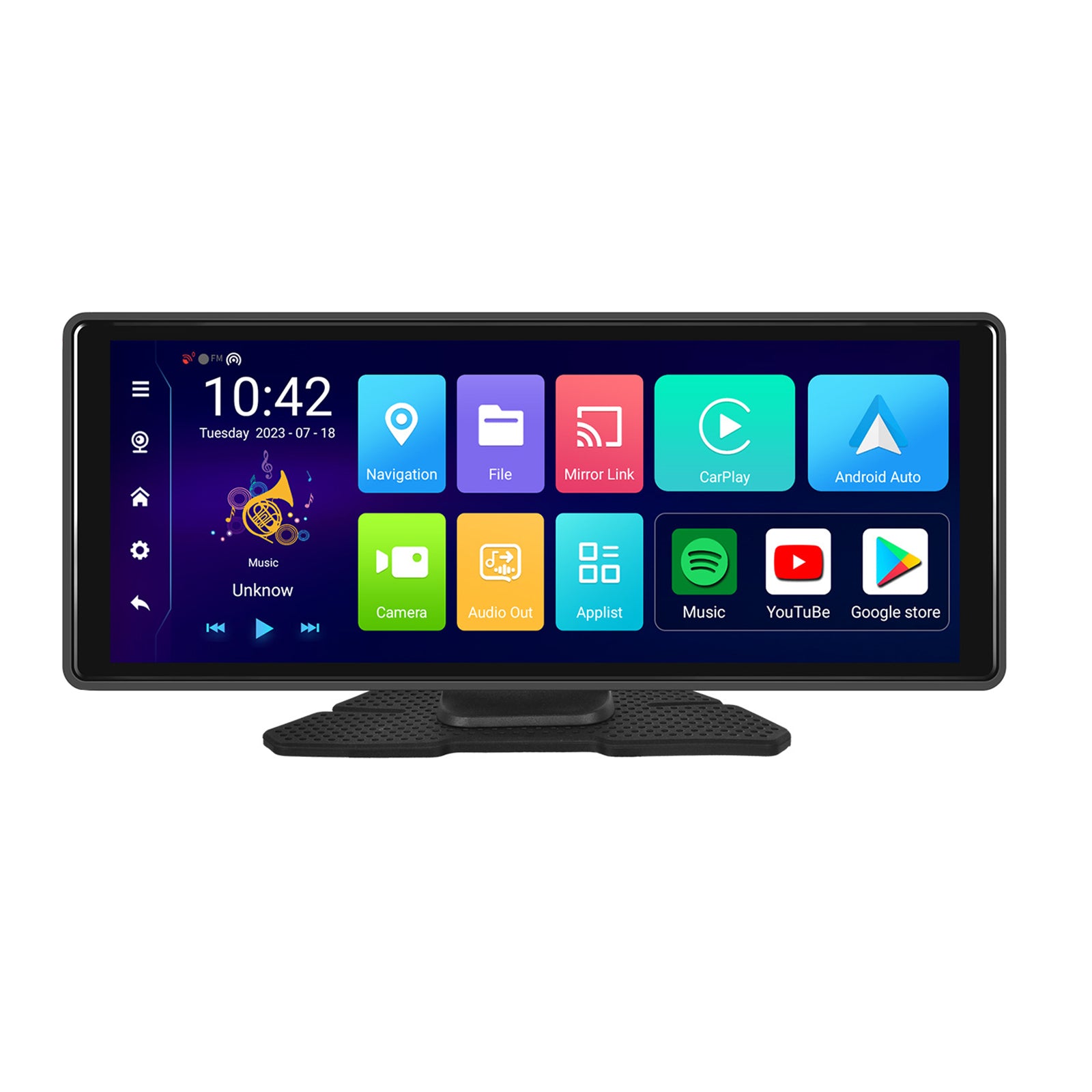 10.26"Navigation Bluetooth pour voiture Carplay HD, grand écran tactile, enregistreur, caméra AHD