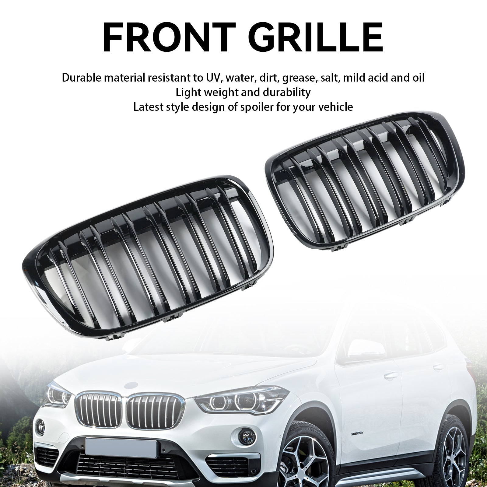 2016-2019 BMW X1 F48 F49 2 STUKS Glanzend Zwart Front Nier Grill Grille
