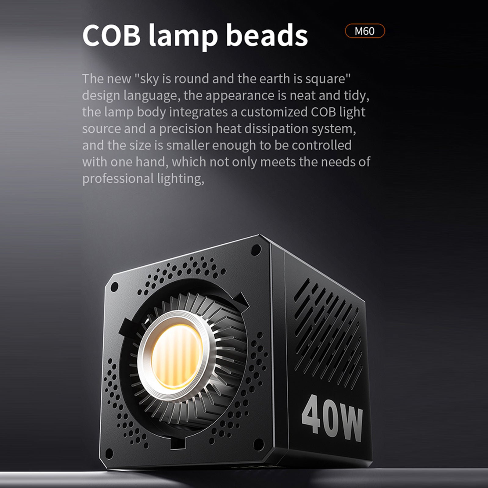 40W høy kraft M60 Fotografering Lys Cob Solar Light Outdoor LED Light