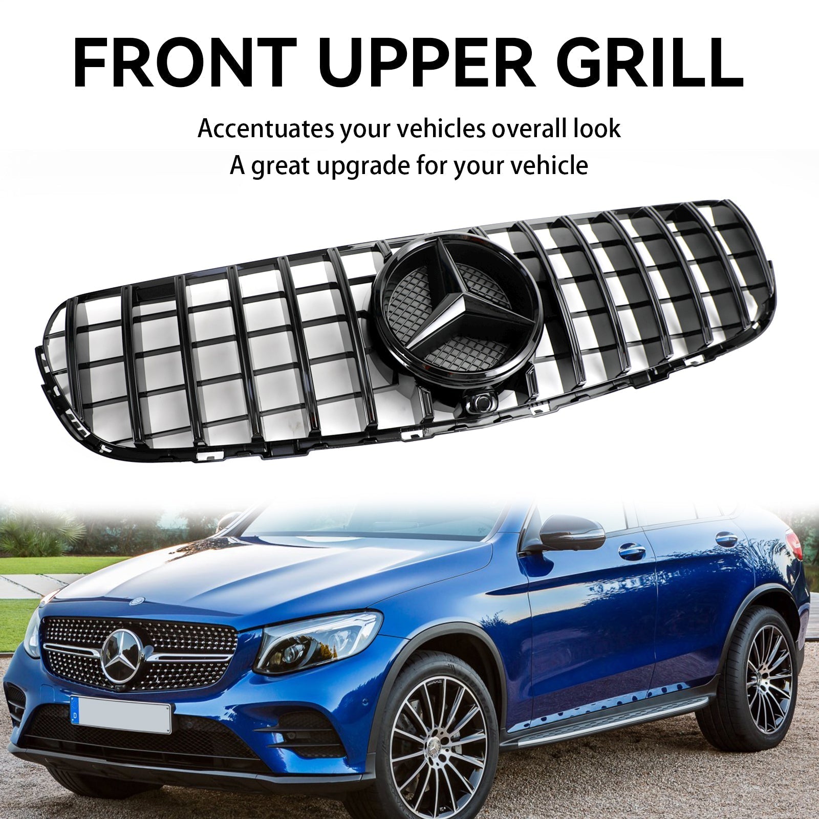 2015-2019 GLC X253 C253 Mercedes Benz voorbumpergrille Grill glanzend zwart