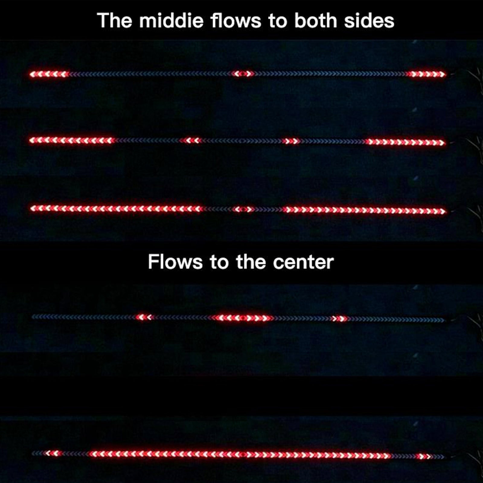 Tira de luces traseras LED para coche y camión, lámpara de señal de giro que fluye dinámicamente, hueso de pescado, 1,5 metros