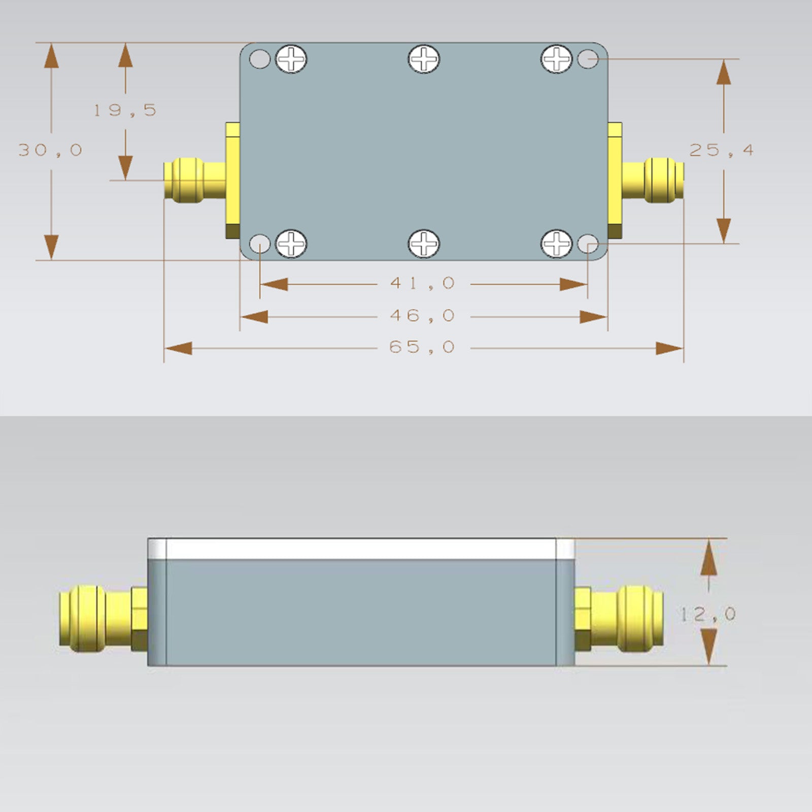 Amplificador de radiofrequência de 50m-6GHz 20dB 30dB de alto ganho LNA de baixo sinal de ruído baixo