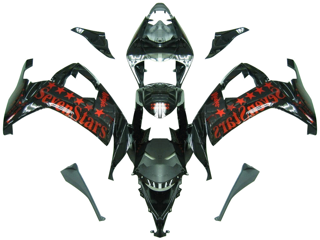 2008-2010 Kawasaki ZX10R Black Orange Racing Fairings Generic