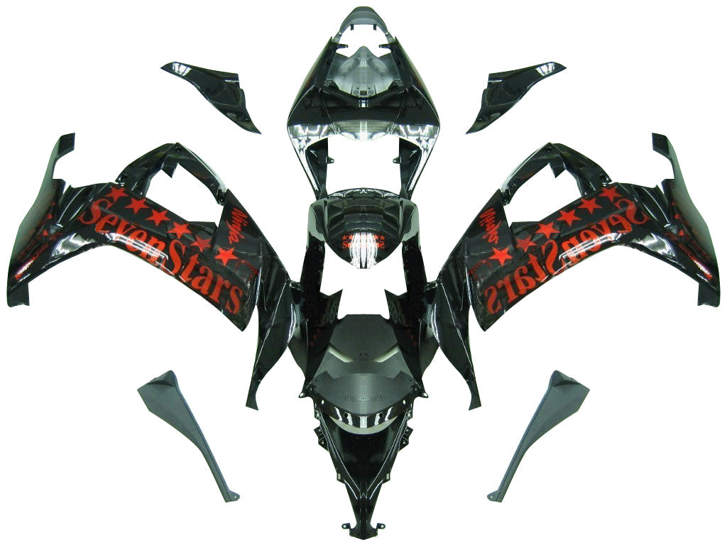 2008-2010 Kawasaki ZX10R Black Orange Racing Fairings Generic