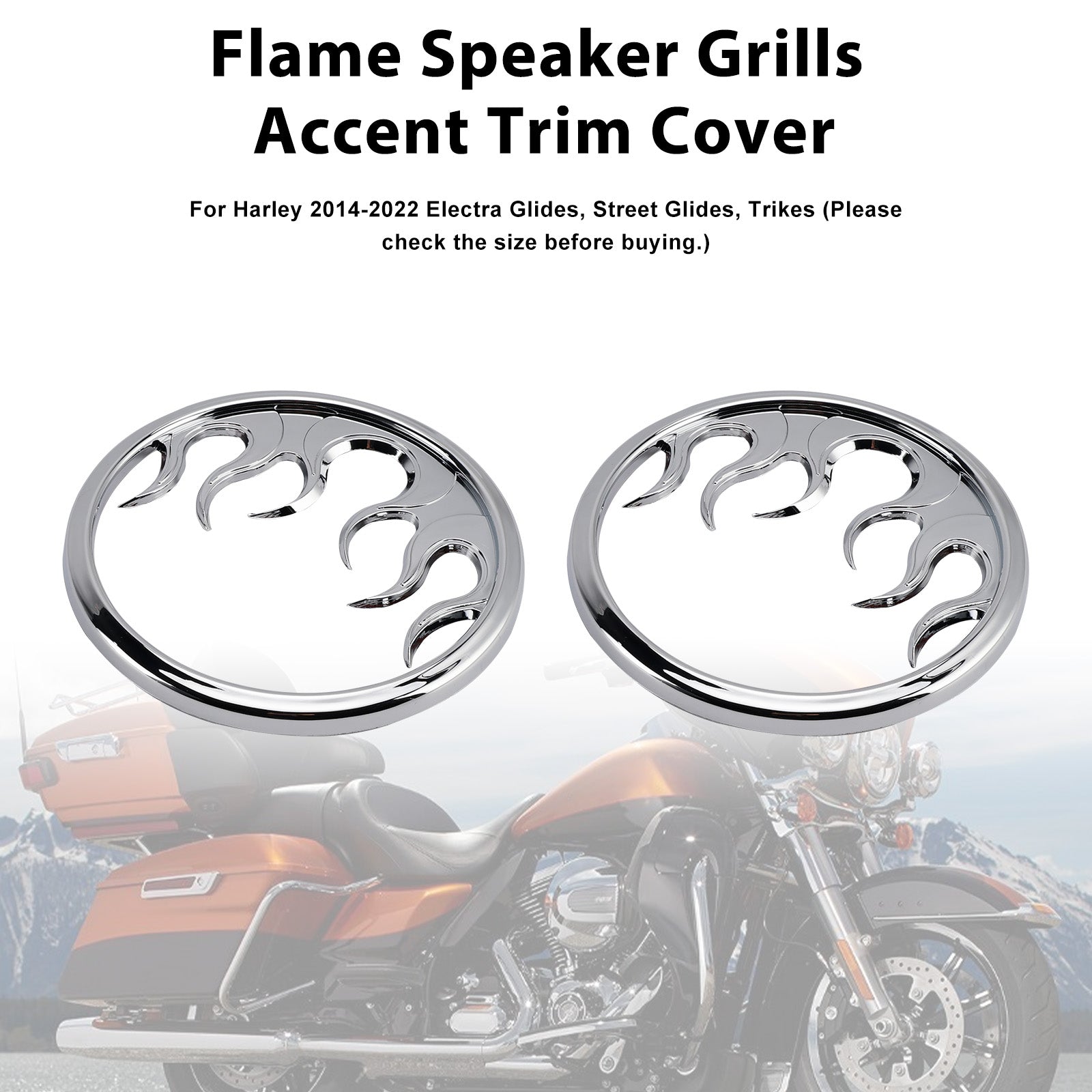 Flame Speaker Grills Accent Trim Cover For Touring Electra Glide Ultra Classic