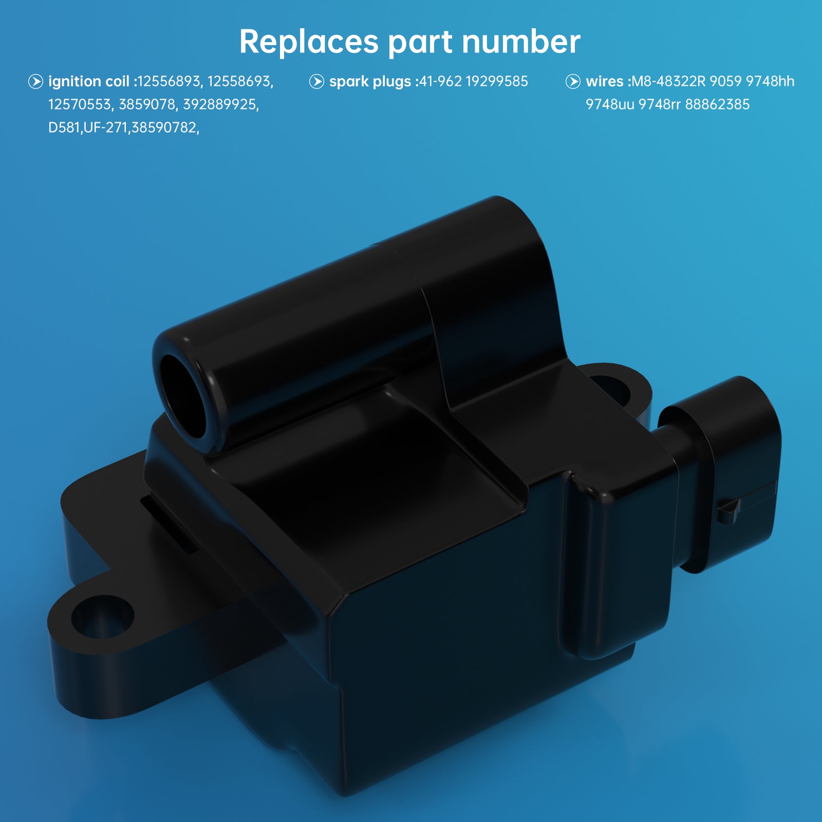 Chevrolet Silverado 2500 GMC Sierra 1500 2500 1999-2007, pacote com 8 bobinas de ignição quadradas & Cabo de vela de ignição