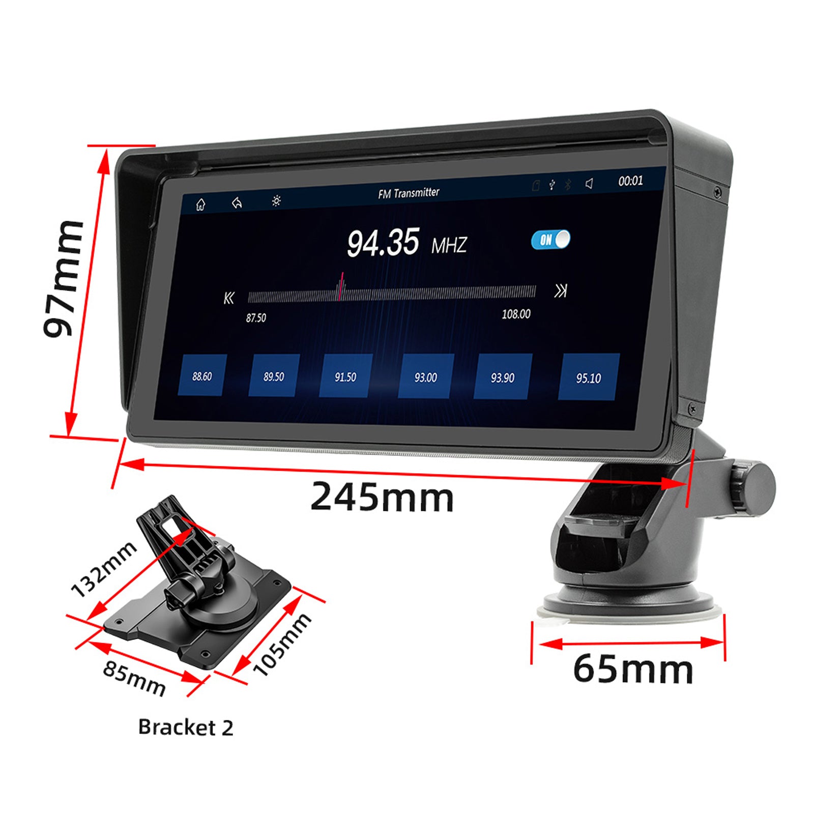 10.26" Auto MP5 prehrávač Bluetooth FM vysielač Bezdrôtový Carplay 4 LED kamera