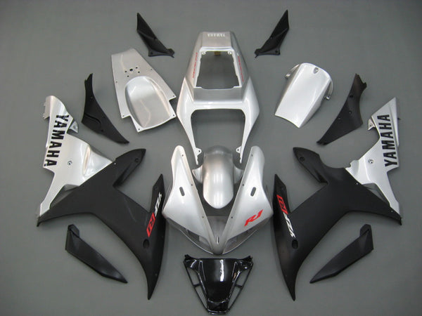 2002-2003 Yamaha YZF-R1 Silver Black Racing Fairings Generic