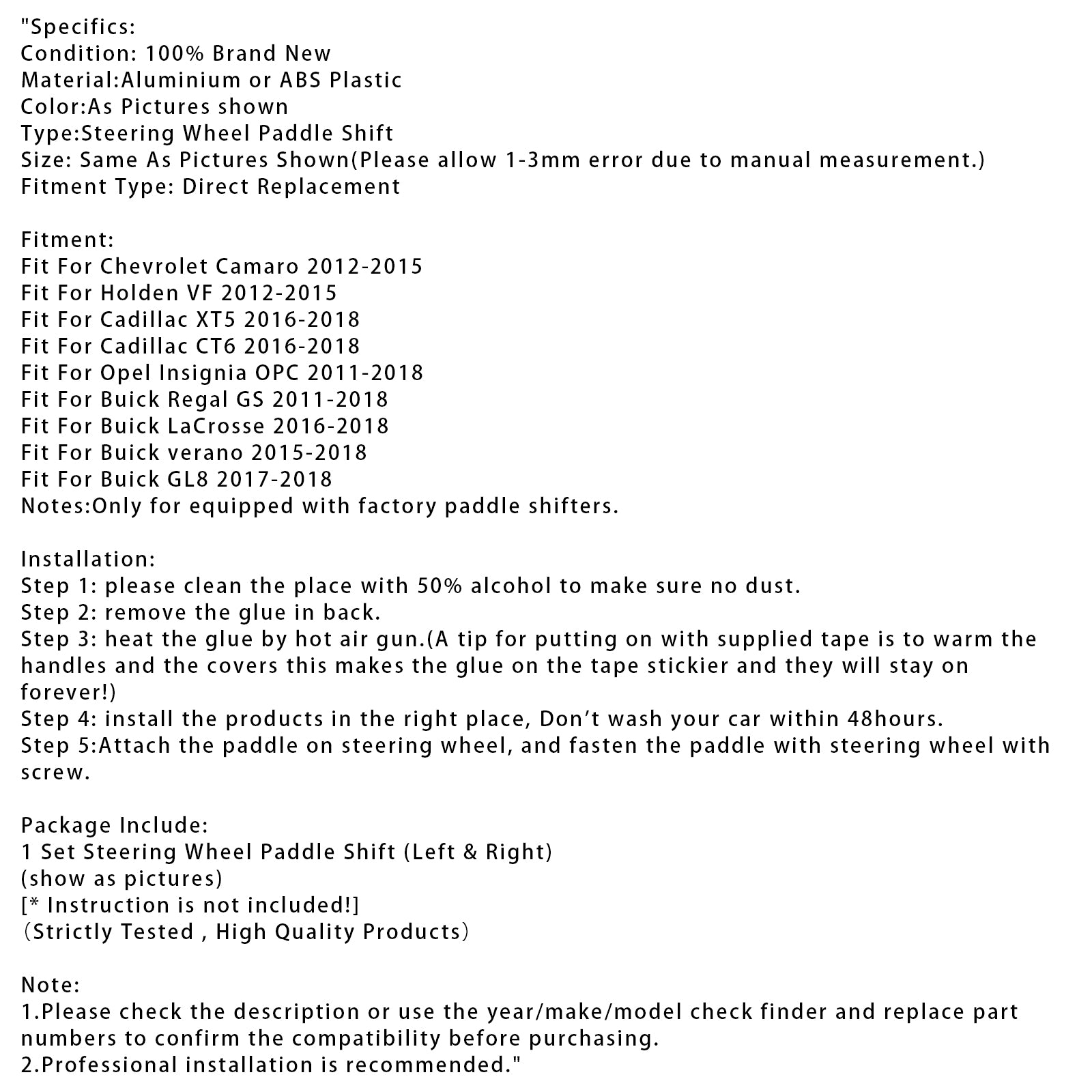 Couvertures de paletteur de volants pour Holden VF 2012-2015