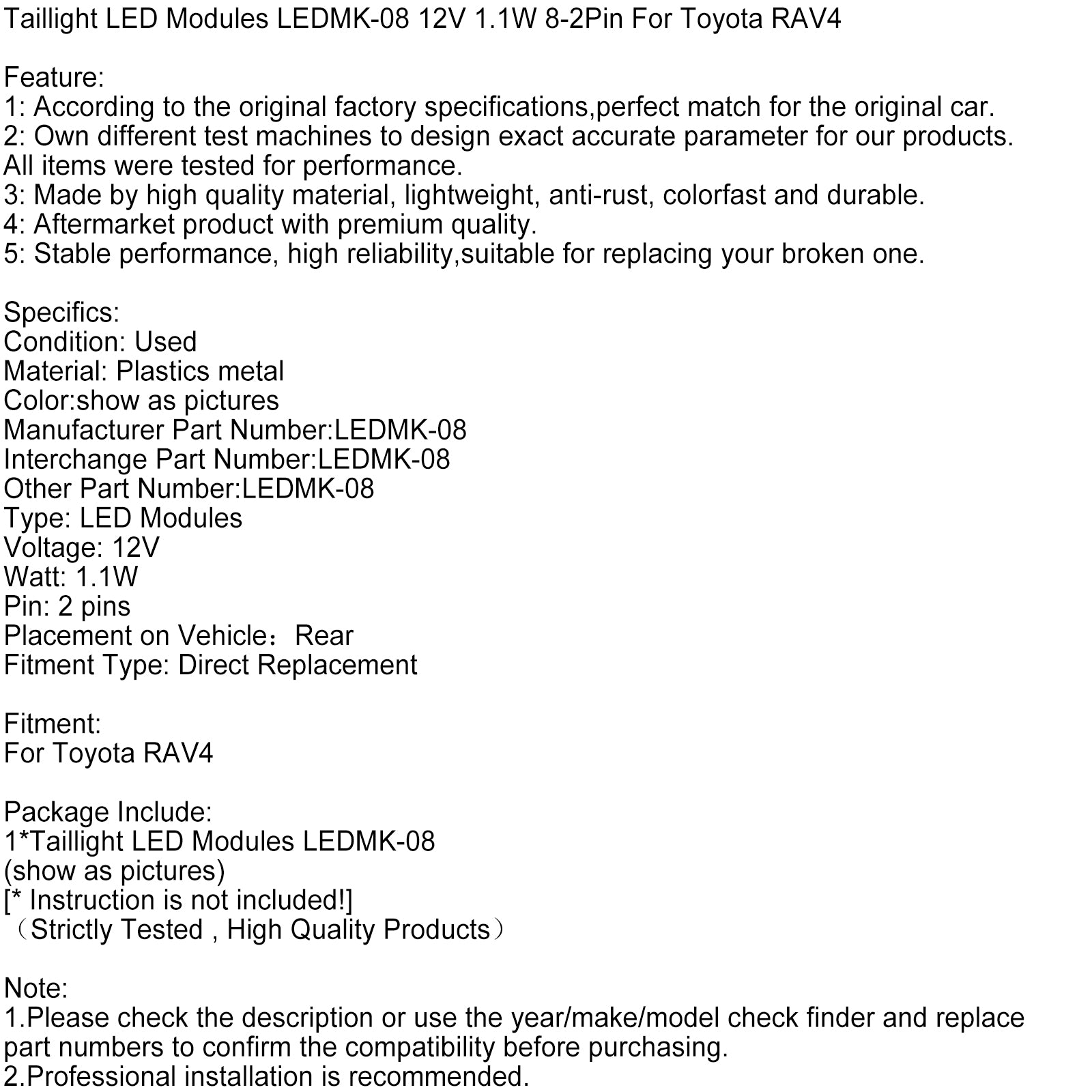 Taillight LED moduly LEDMK-08 12V 1,1W 8-2PIN pre Toyota RAV4