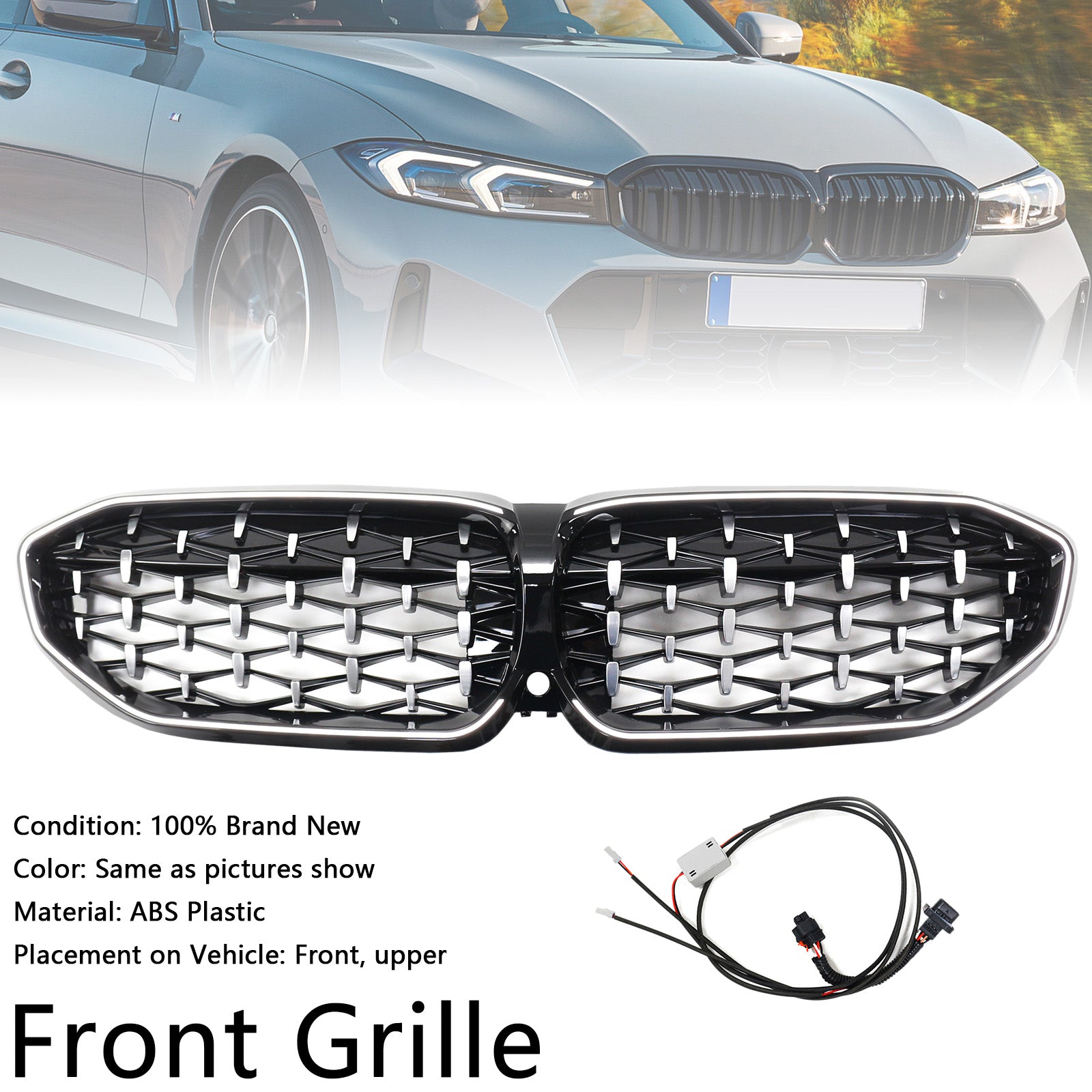 Parrilla de riñón de diamante cromado para BMW Serie 3 G20 2019-2022 51138072085