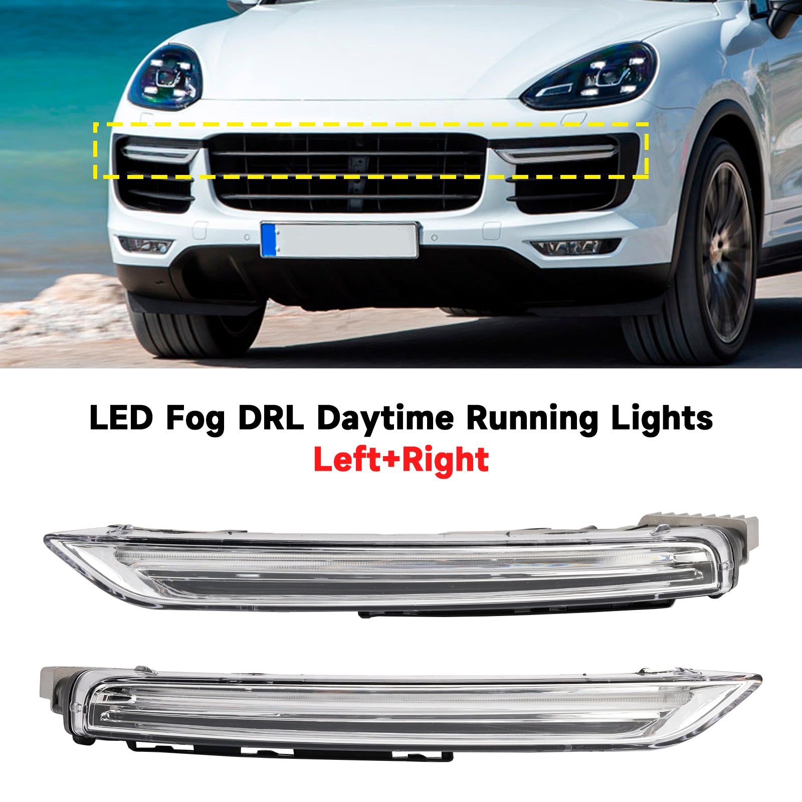 2015-2017 Porsche Cayenne 958 par LED FOG DRL DIA DIA LUZES 95863118130 95863118230