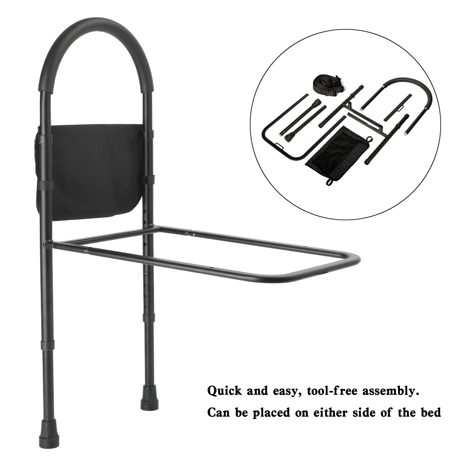 Bed Rail Mobility Aid Guard Adjustable Assist Rail Grab Bar For Senior/Disabled