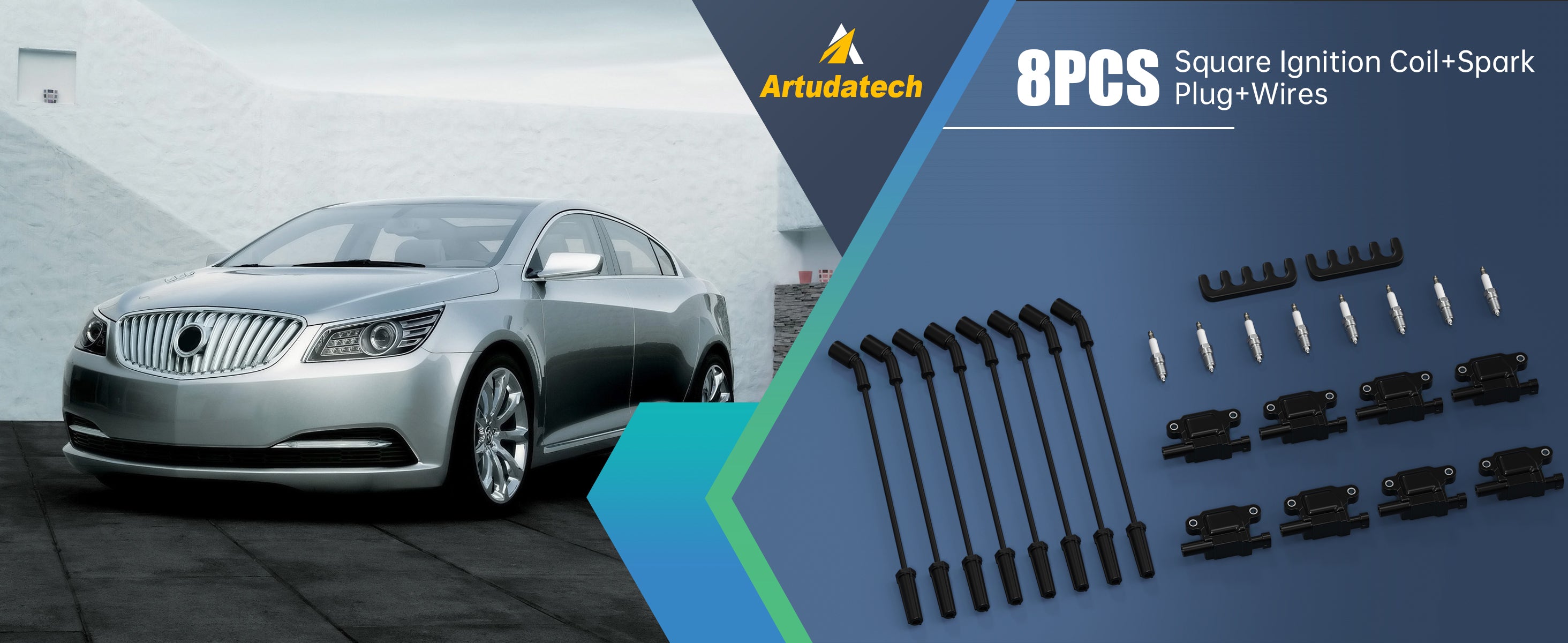 8pcs Silverado 1500 Tahoe GMC Bobina de ignição quadrada+vela de ignição+fios 12611424