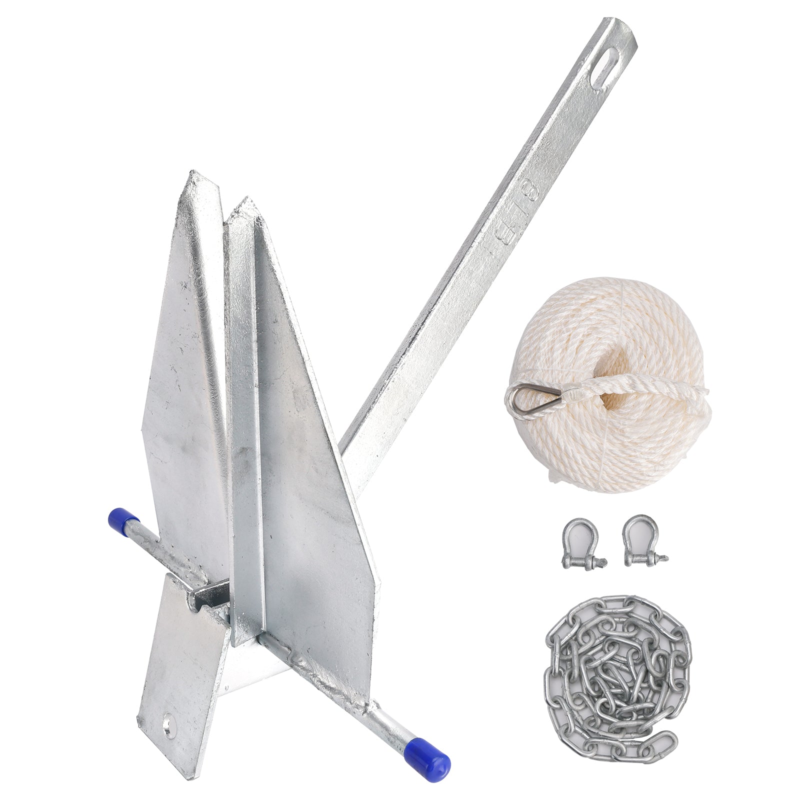 Sada pozinkovaných kotiev pre lode 13Lbs s posuvnou kotvou & Reťaz & Strieborné lano do lode 13 libier