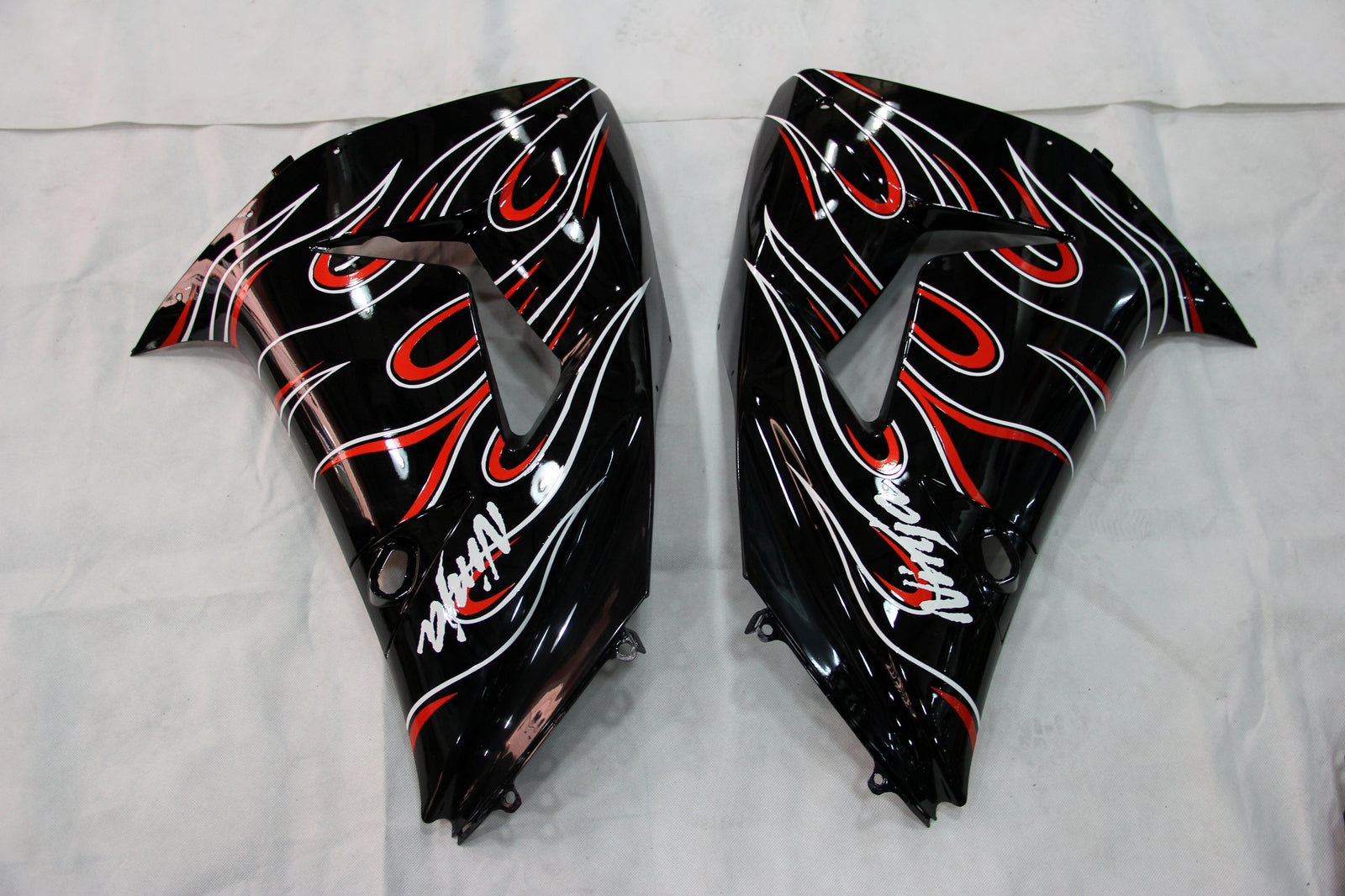 2006-2007 Kawasaki ZX 10r Black Red Flame Racing Fairings générique