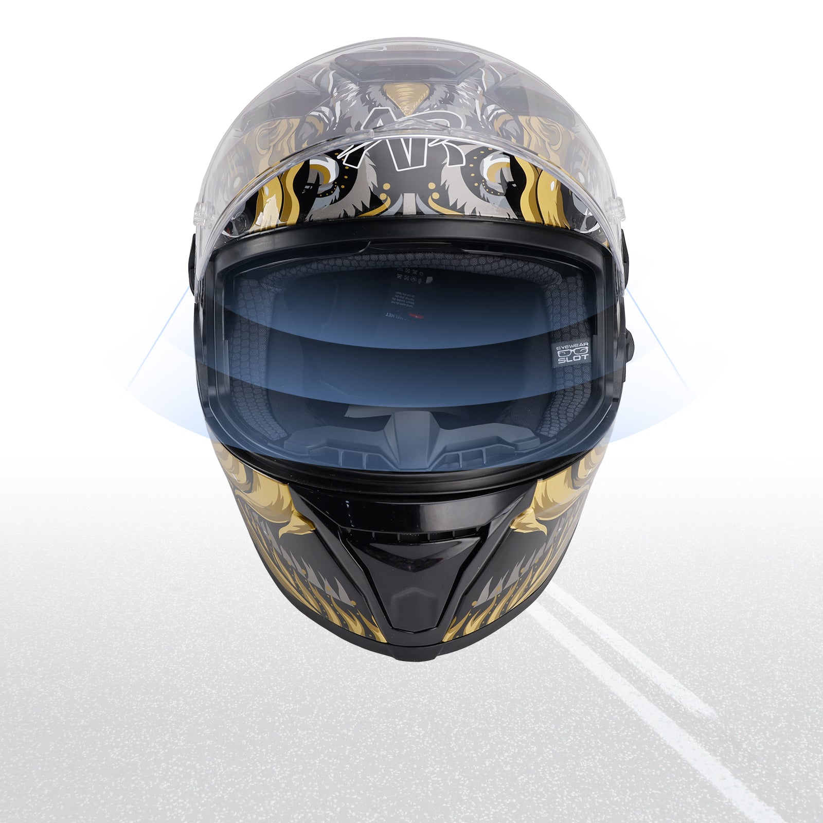 DOT Motorcycle Helmet Adult Street Full Face Black gold