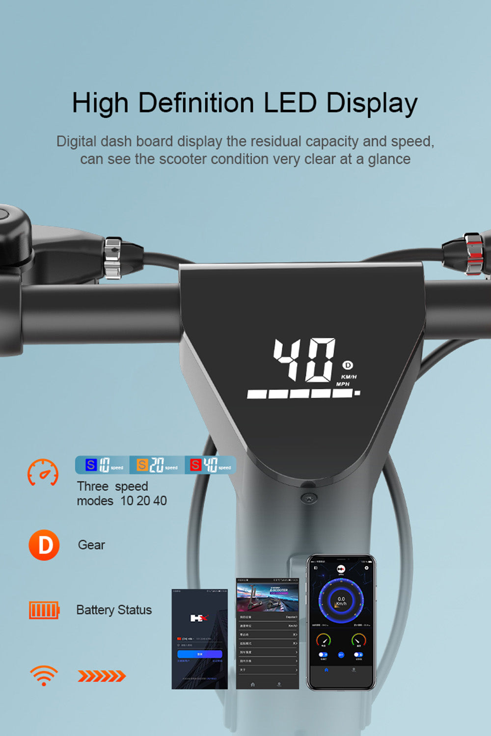 10" Opvouwbare elektrische scooter 500W, bereik 70 km, 40 km/u voor volwassenen in de stad