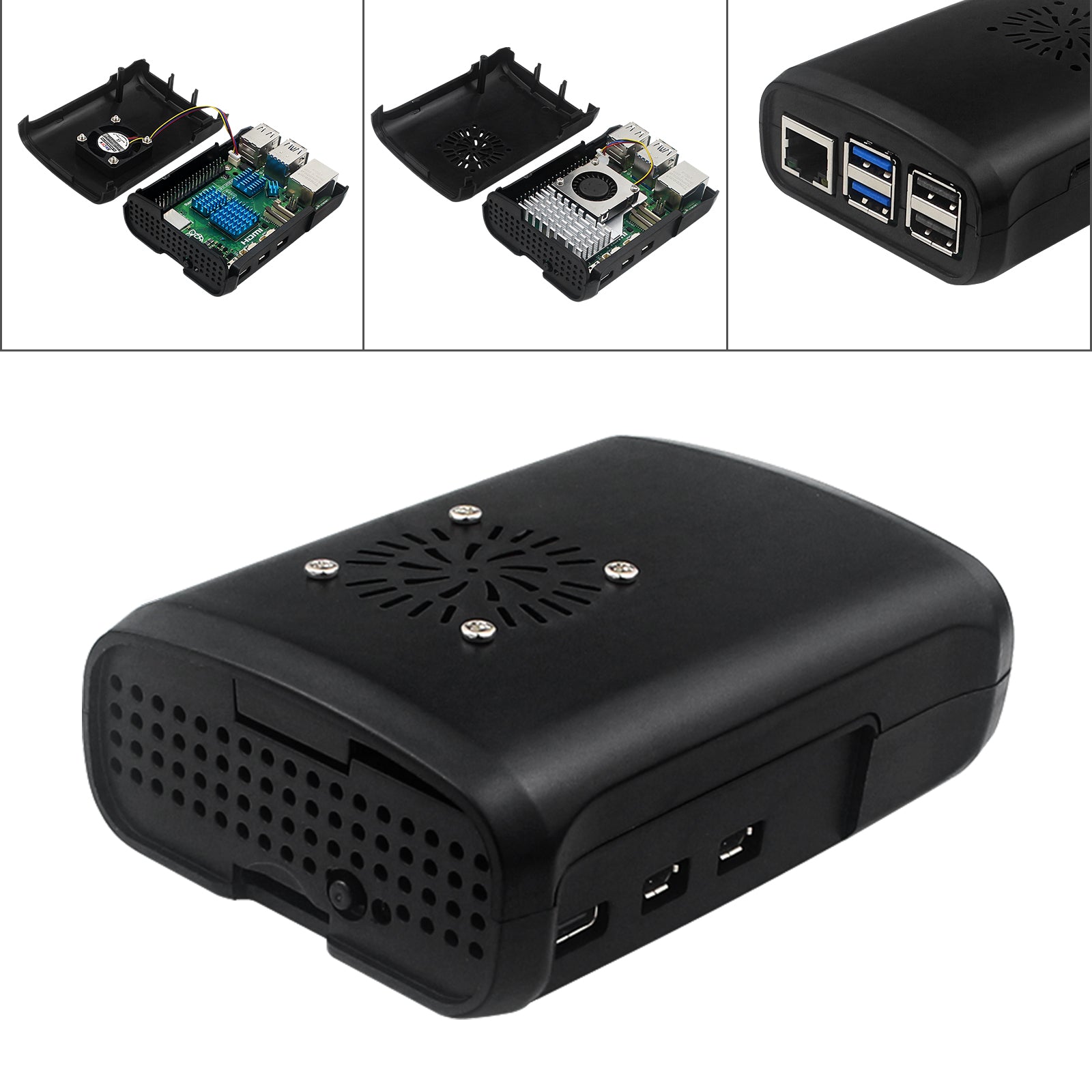 ABS Shell Raspberry PI5/5B injektion Gjuten skyddsskal W Active Radiator