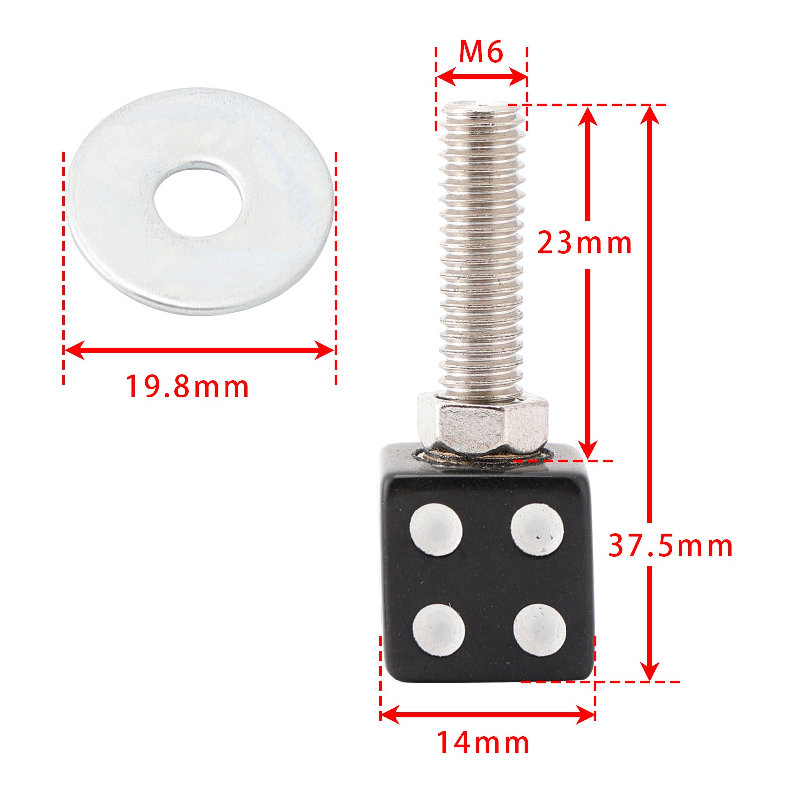 2x Custom DICE License Plate Bolt Screw Black Plastic Motorcycle Chopper Bobber