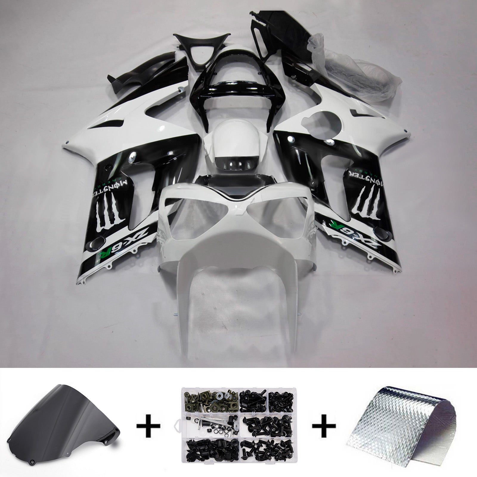 Injection Fairing Kit Bodywork Plastic ABS fit For Kawasaki ZX6R 636 2003-2004