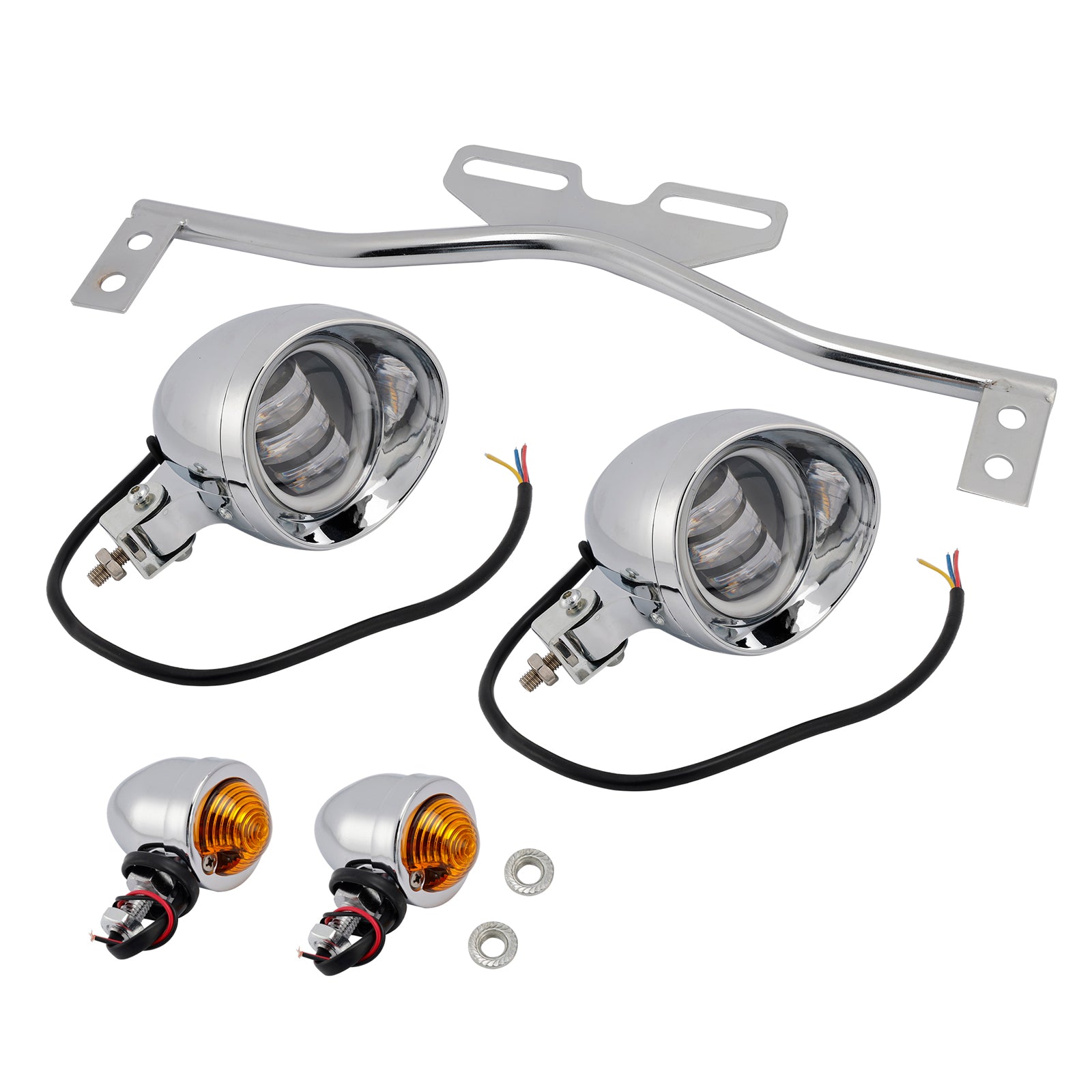 Motorcycle Beam Headlight Fog lampe personnalisée Chrome # D21 pour Racer Bobber Chopper