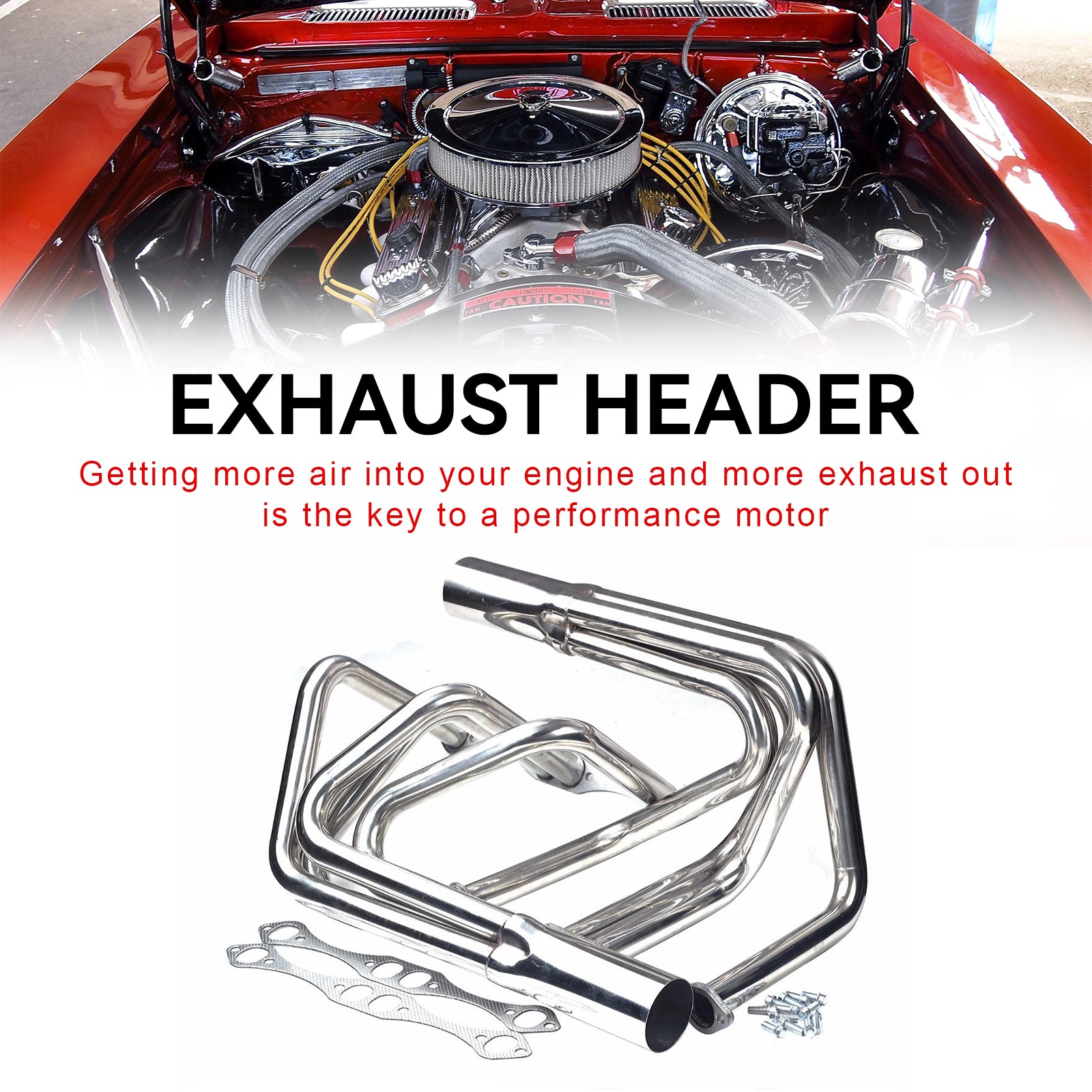 1-5/8" RVS spruitstuk header geschikt voor Chevy Small Block Roadster Sprint