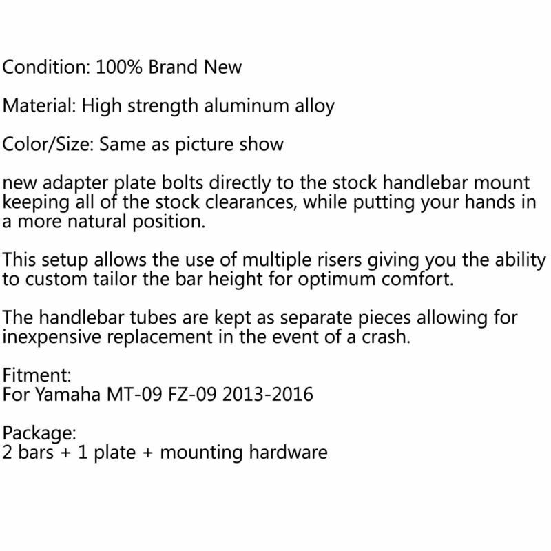 Adaptateur de guidon Yamaha FZ-09 CNC & Kit de plaque BL 22 mm 13-16 Clipon pour T4 MT-09
