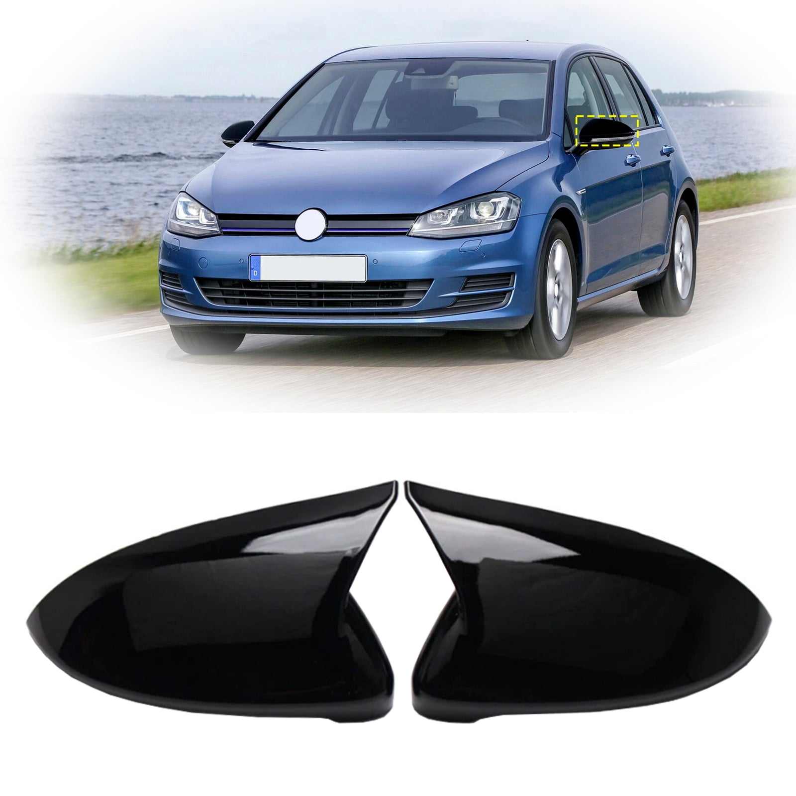 2015-2019 MK7 VW Golf/GTI/Golf R/E-Golf 2 stuks Gloss Black deur Wing Mirror Cover Caps Behuizing 5G0857537